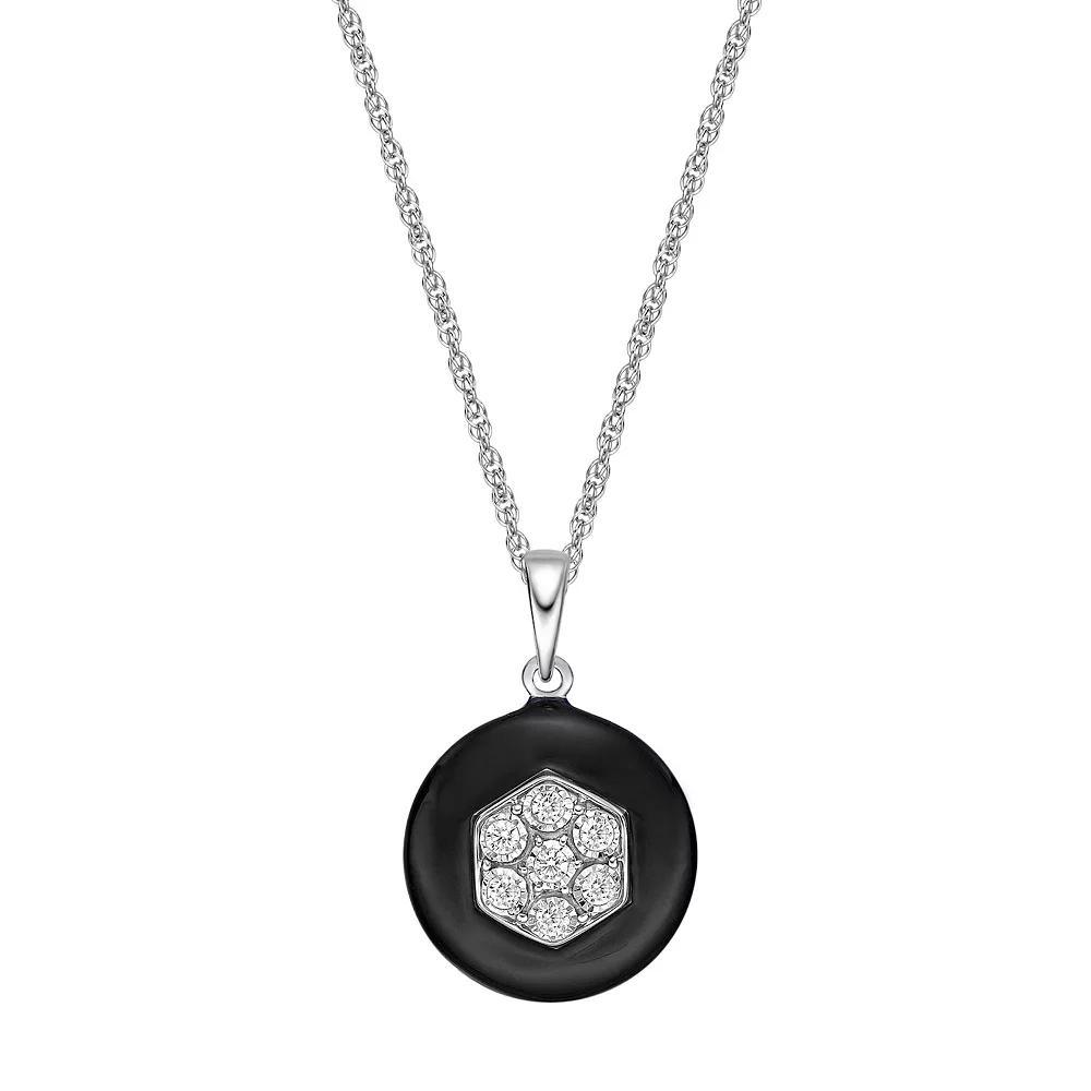 Gemminded Sterling Silver 1/10 Carat T.W. Diamond Black Ceramic Pendant, Women's, Size: 18" Product Image