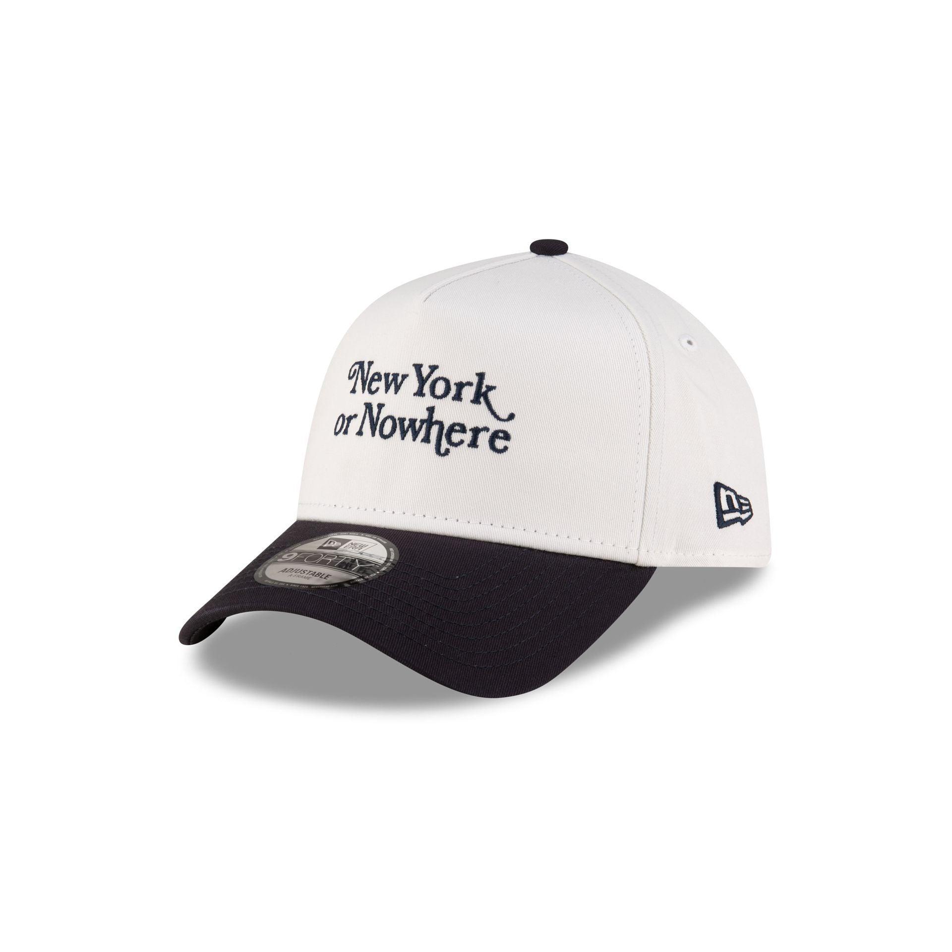 New York or Nowhere x New York Yankees White Wordmark 9FORTY A-Frame Snapback Hat Male Product Image