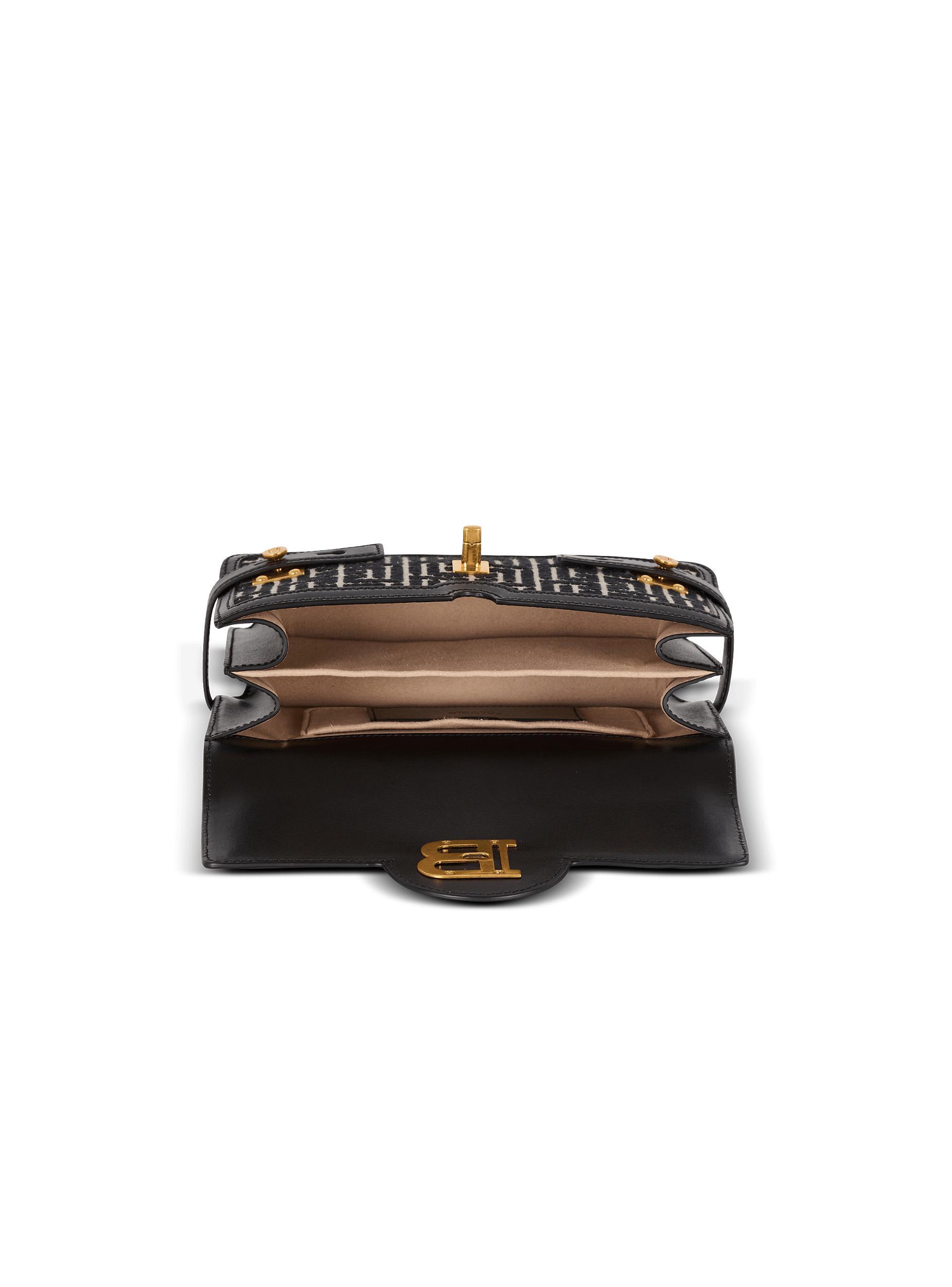 B-Buzz Shoulder 24 bag in calfskin and PB jacquard canvas Product Image