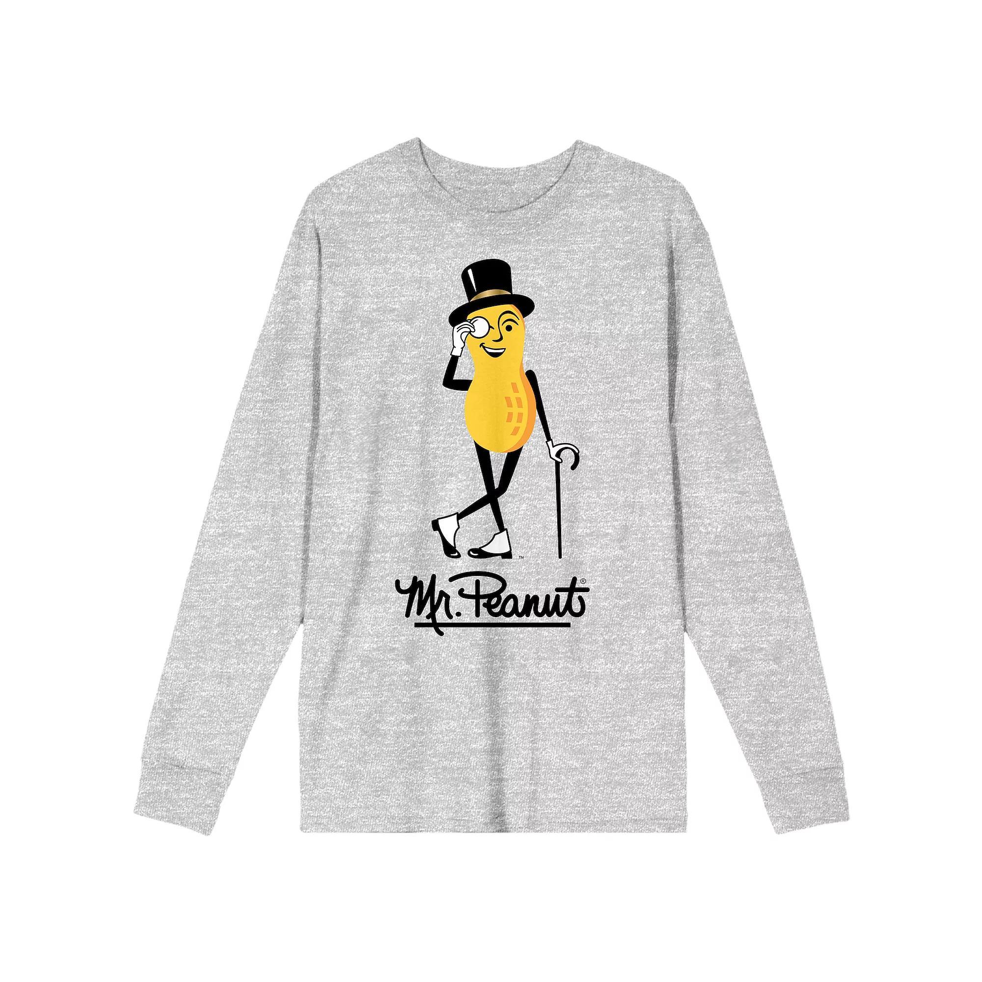 Men's Planters Mr. Peanut Long Sleeve Graphic Tee, Size: Small, Gray Product Image