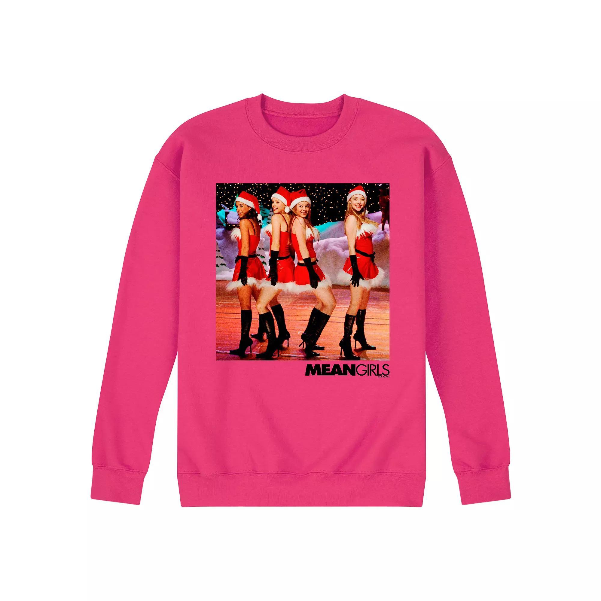 Mens Mean Girls Santa Fleece Sweatshirt Pink Product Image