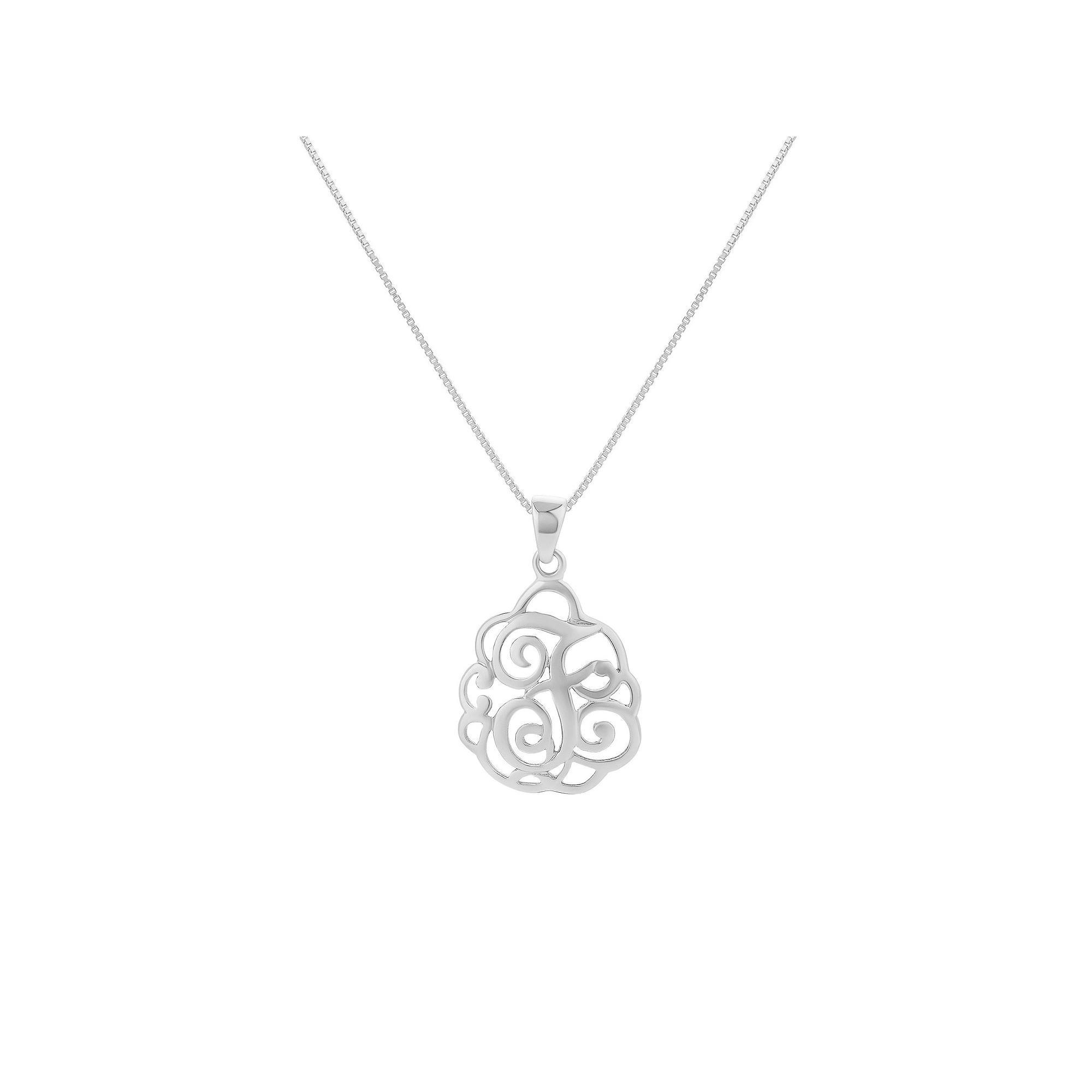 PRIMROSE Sterling Silver Monogram Initial Pendant Necklace, Women's, Size: 18", Silver Tone F Product Image