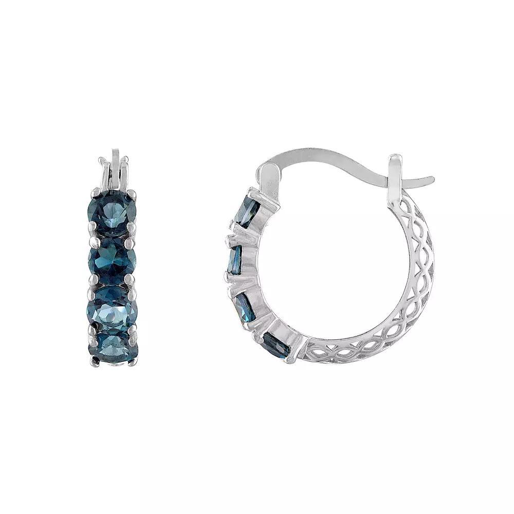 Designs by Gioelli Sterling Silver Filigree Hoop Earrings, Womens, London Blue Topaz Product Image
