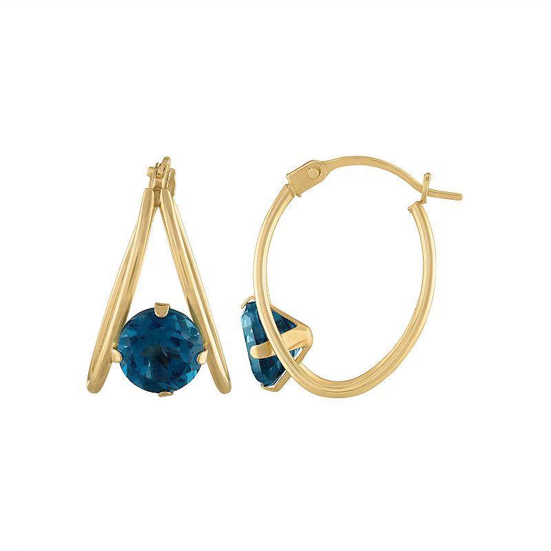 Designs by Gioelli 14k Gold Gemstone Capture Hoop Earrings, Womens, Red Product Image
