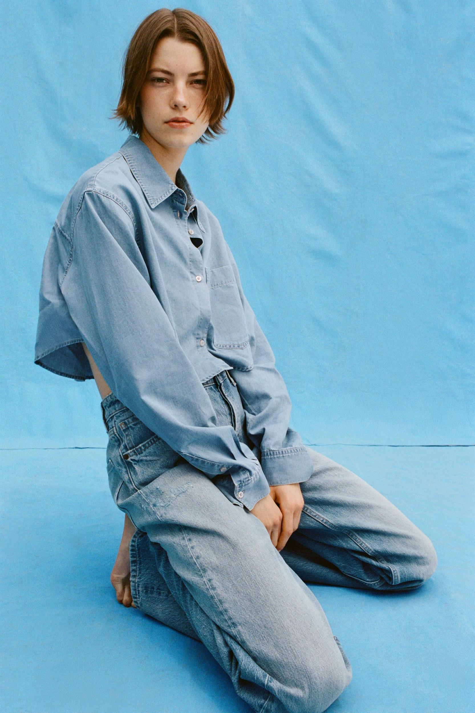 TRF CROP DENIM SHIRT Product Image