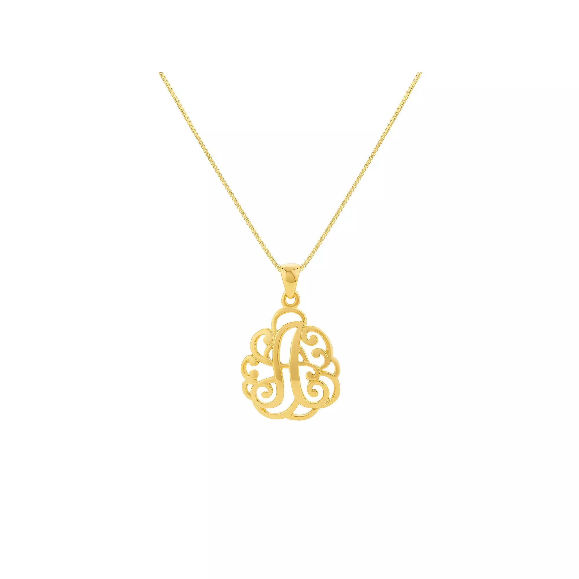 PRIMROSE Sterling Silver Monogram Initial Pendant Necklace, Women's, Size: 18", Gold Tone T Product Image