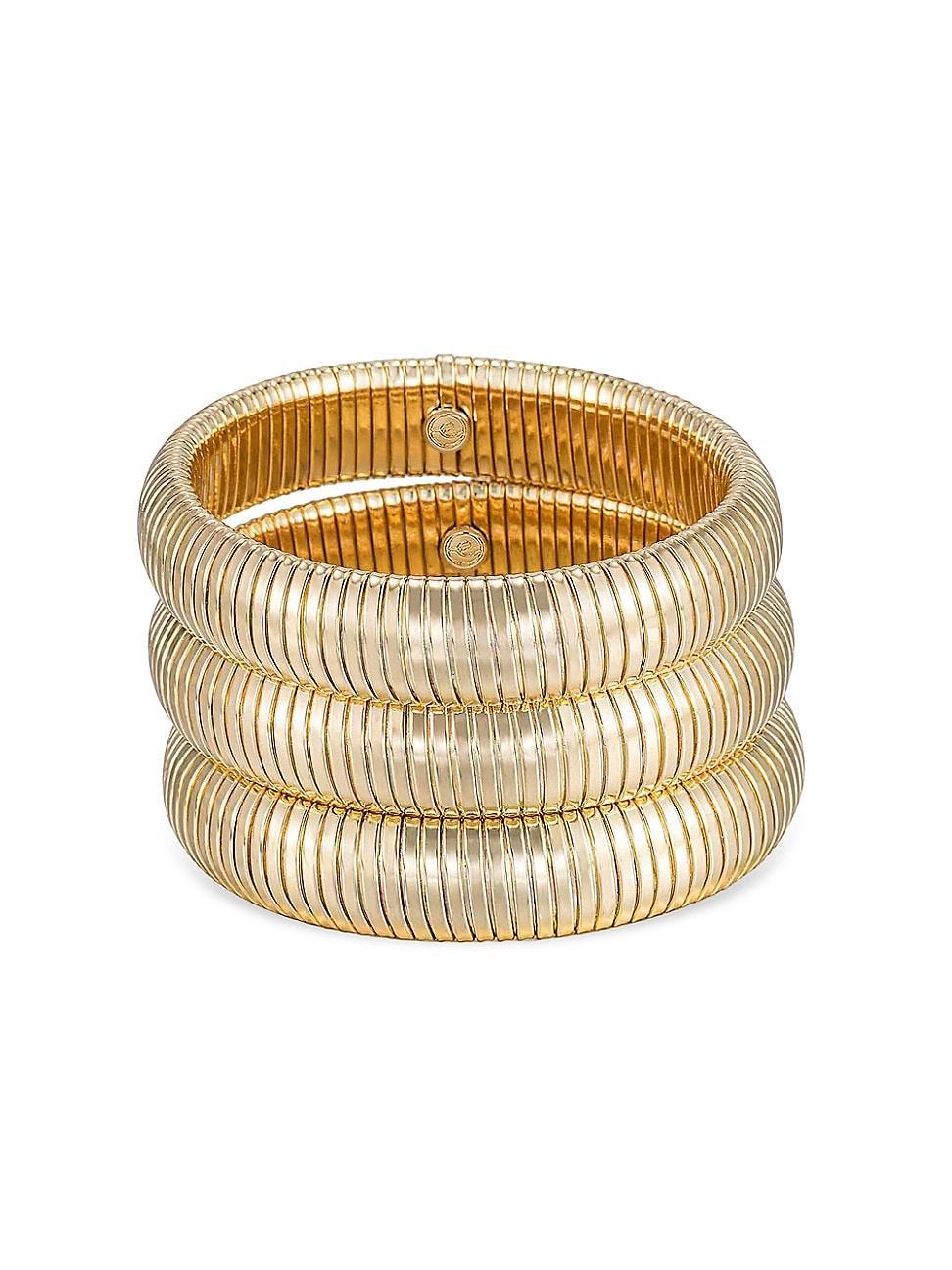 Ettika Golden Hour Stretch Bracelets in 18K Gold Plated or Rhodium Plated, Set of 3 Product Image