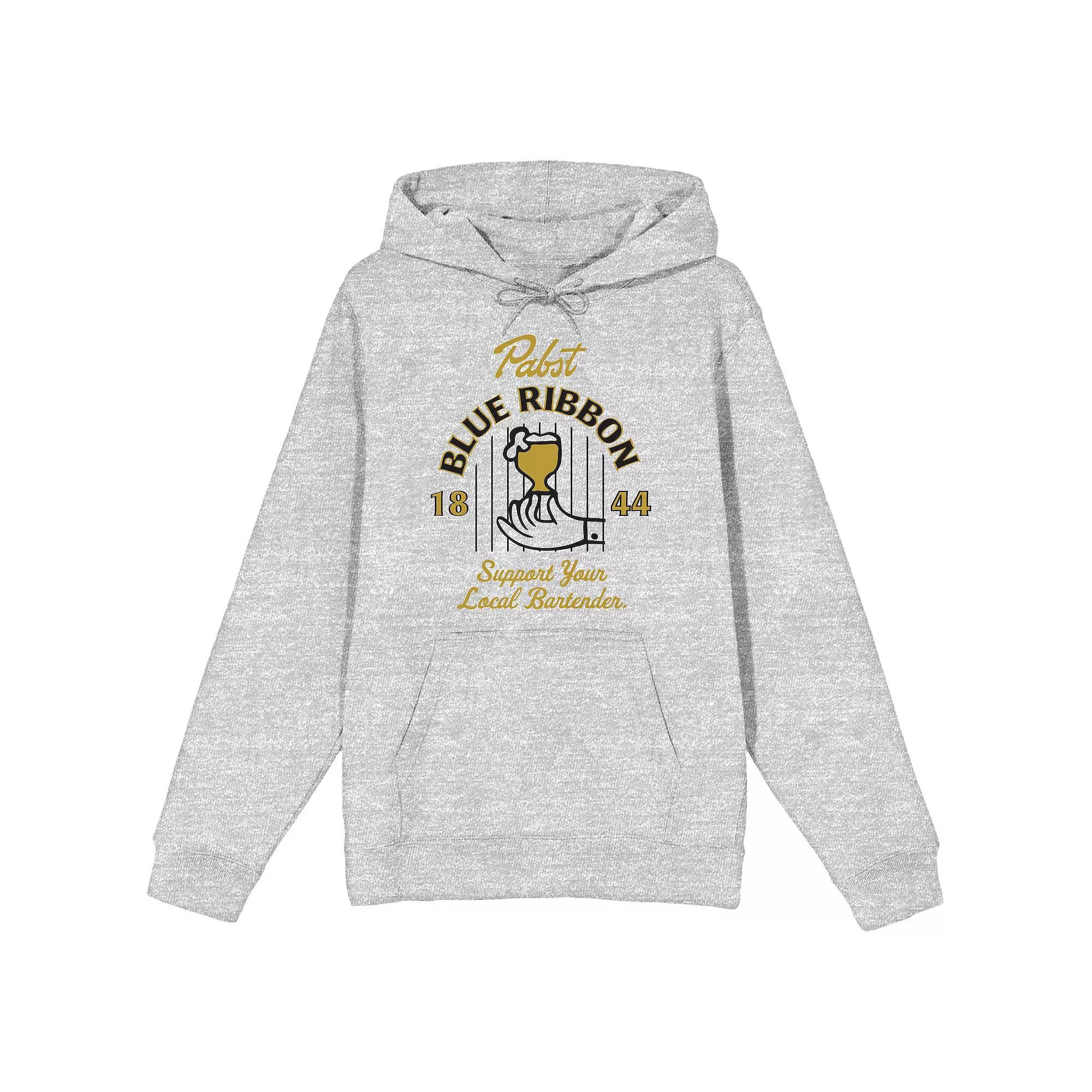 Men's Pabst Blue Ribbon Logo 1844 Hoodie, Size: Small, Grey Product Image