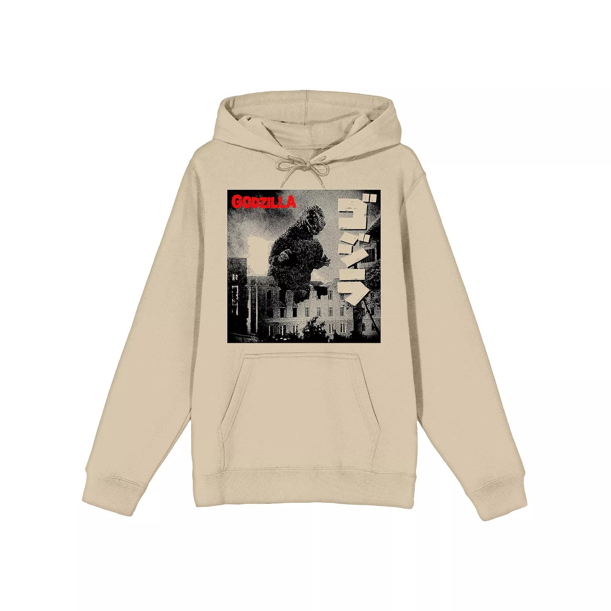 Men's Godzilla Half-Tone Movie Poster Graphic Hoodie, Size: XL, Off White Product Image