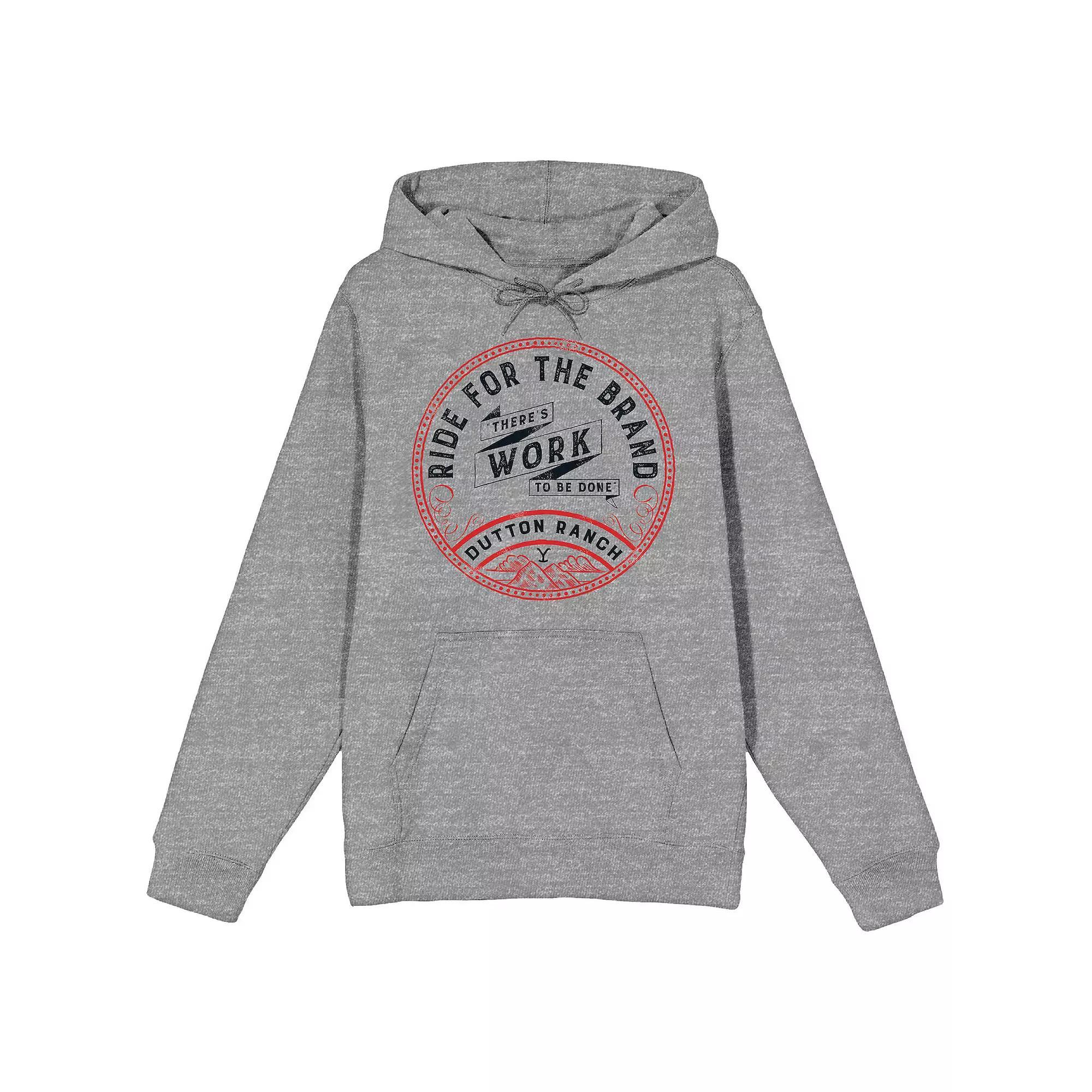 Men's Yellowstone Dutton Ranch Graphic Hoodie, Size: XXL, Gray Product Image