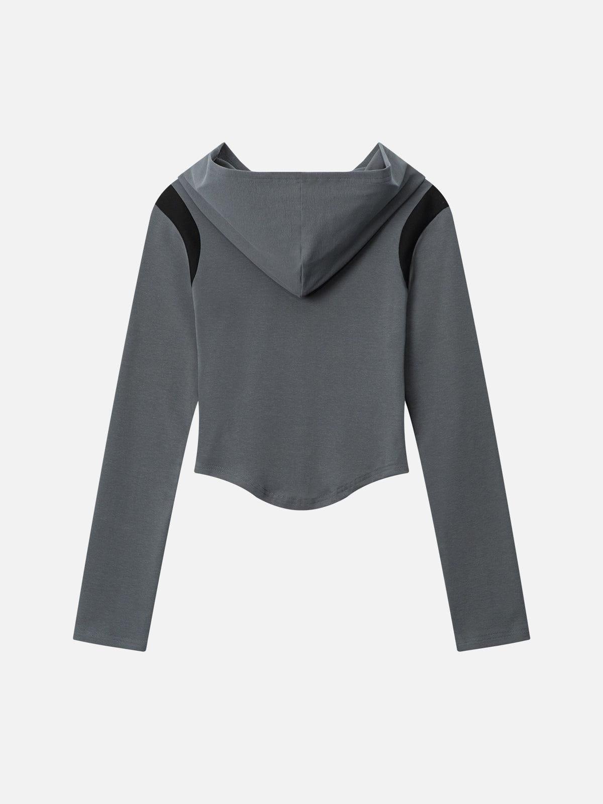 Embroidery Color Blocking Hoodie Female Product Image