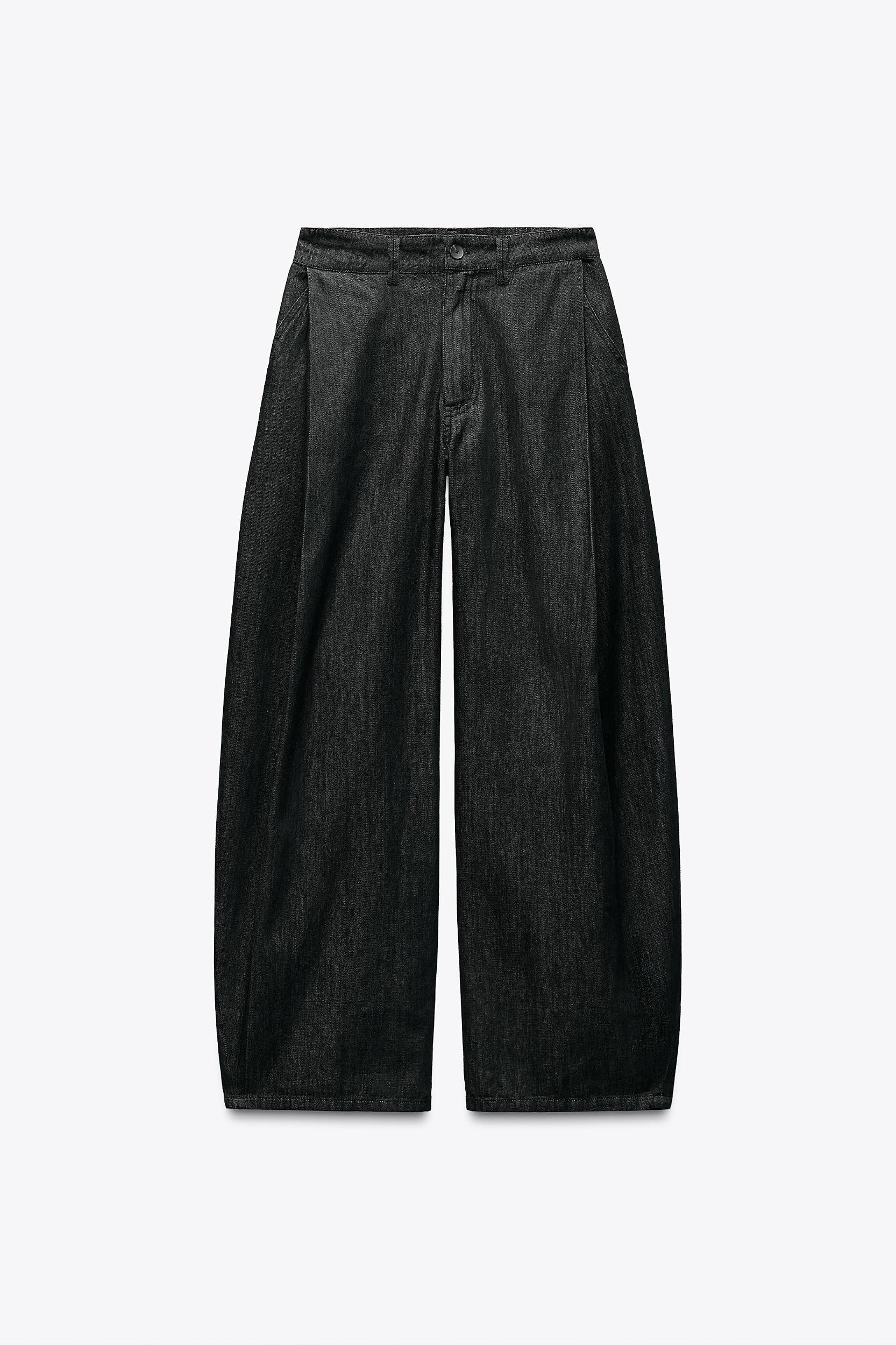 DENIM EFFECT PLEATED PANTS Product Image