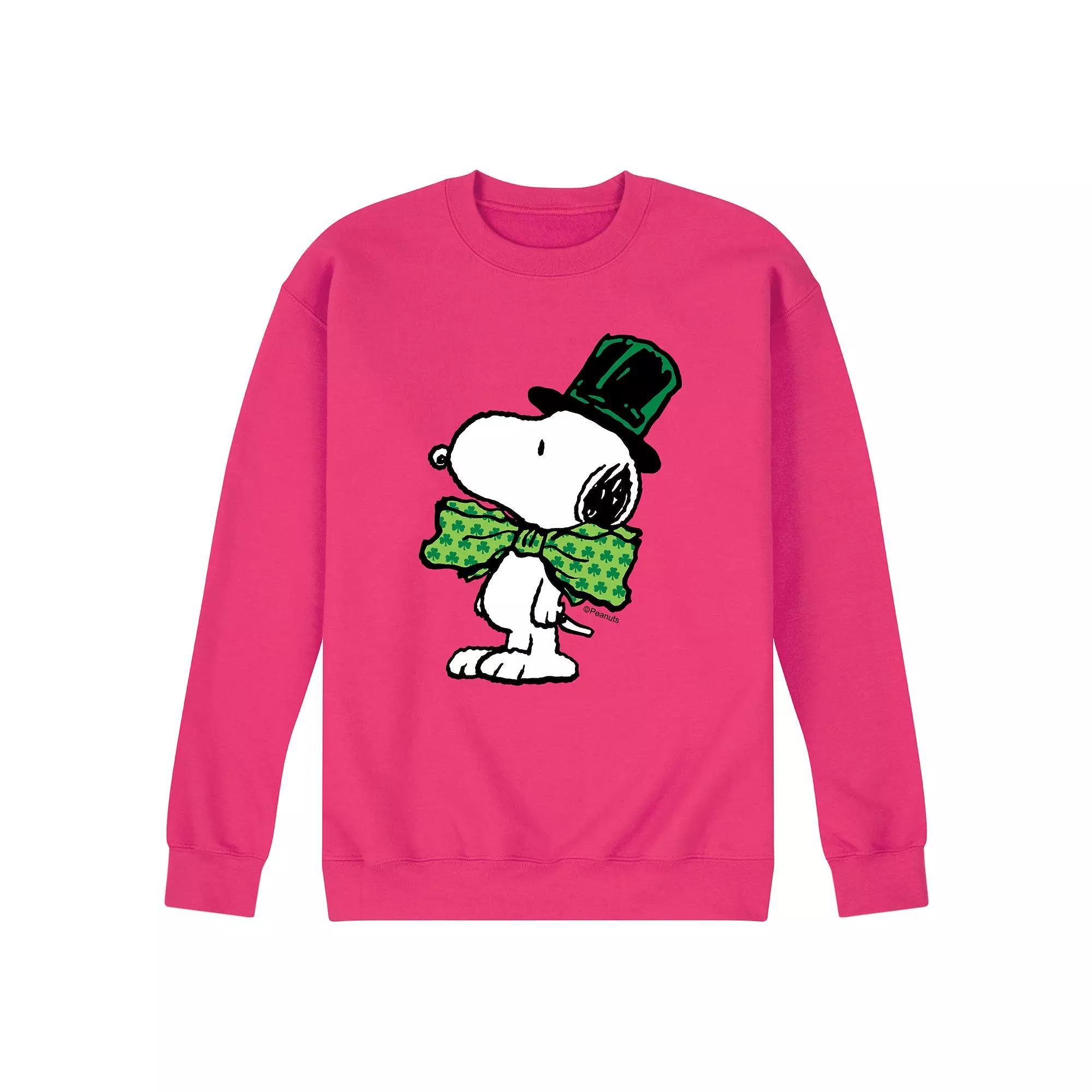 Mens Peanuts St Paddys Bowtie Fleece Sweatshirt Pink Product Image