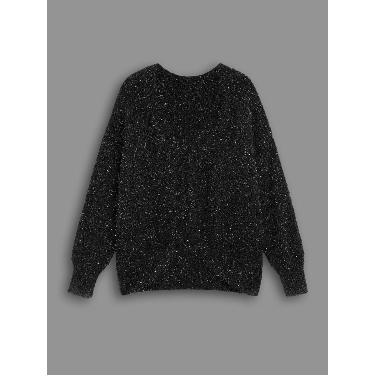 Plus Size Luxe Fluffy Open Front Cardigan Black Women Cocktail Loose Long Sleeve Party Cardigans BloomChic 10/M Product Image