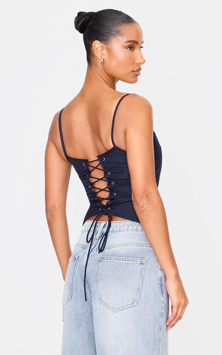 Indigo Premium Woven Lace Up Back Corset Product Image