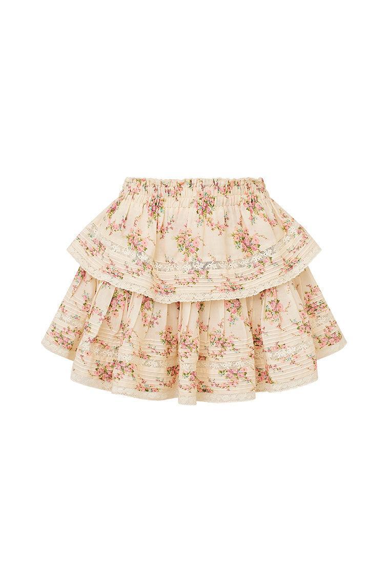 Ruffle Mini Lace-Trimmed Floral Skirt Product Image