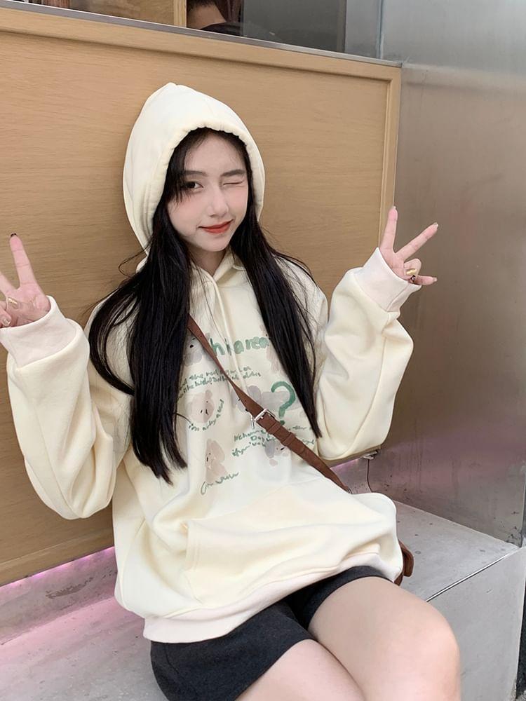 Dog Print Drawstring Hoodie Product Image