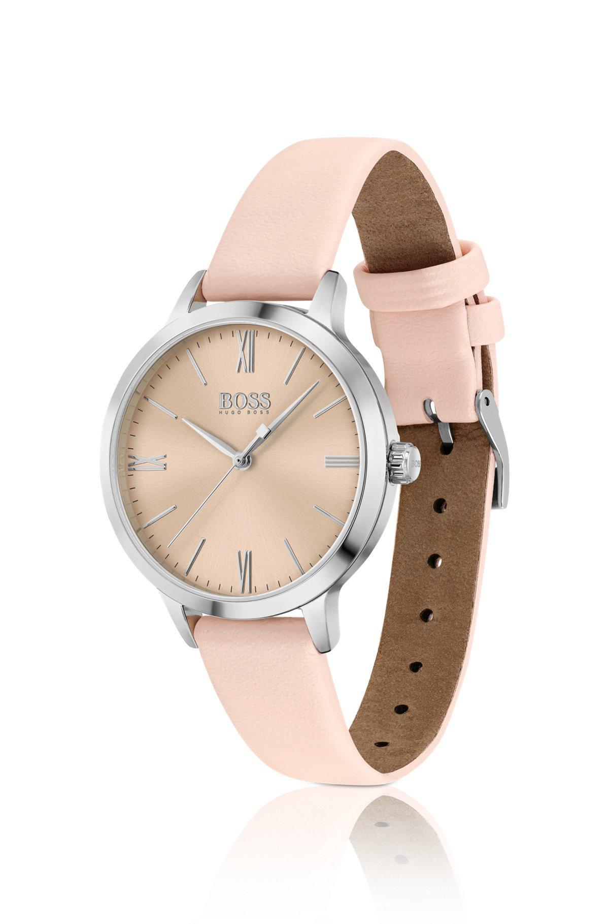 BOSS - Leather-strap watch with gold-tone brushed dial Product Image