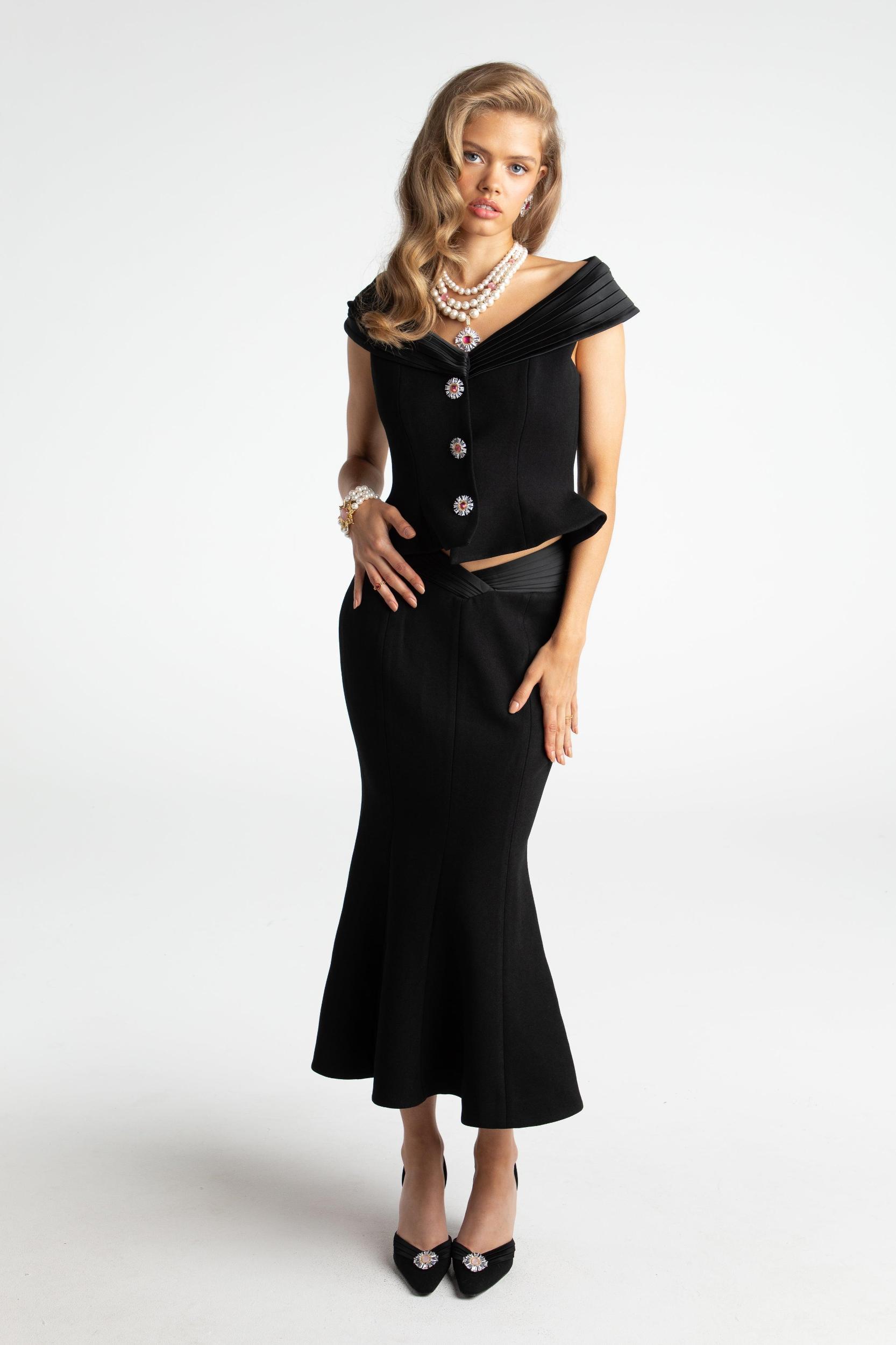 Belle Satin Top (Black) (Final Sale) Product Image