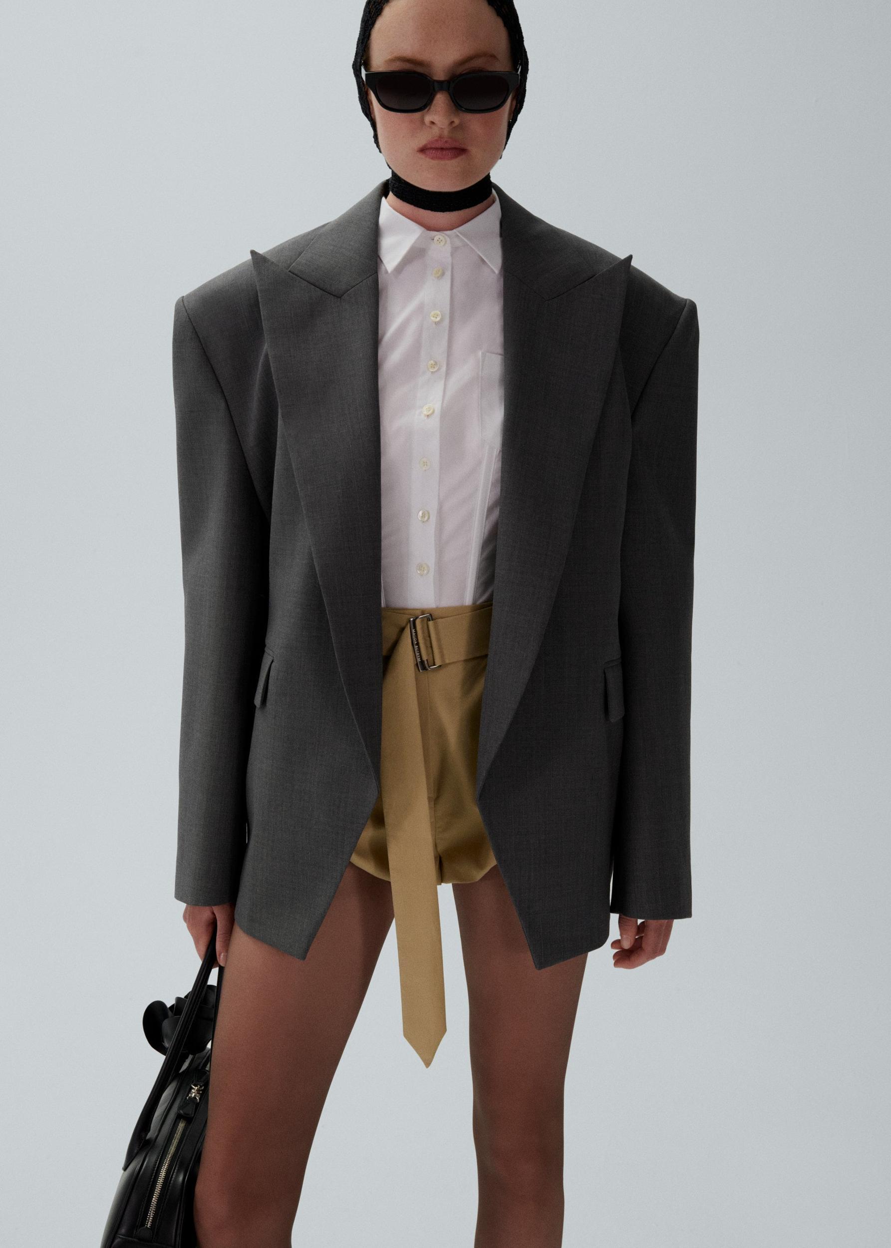 Oversized tuxedo blazer in grey Product Image
