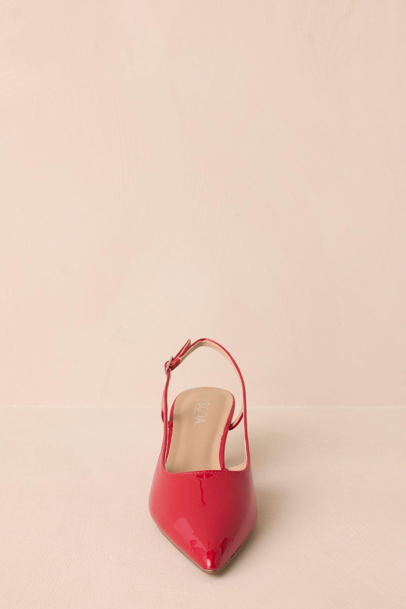 Fiercely Stunned Red Patent Slingback Kitten Heels Product Image
