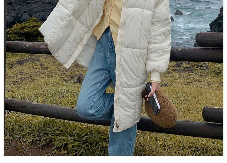 Plain Zip-Up Puffer Coat Product Image
