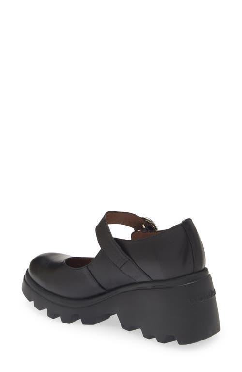 WONDERS Wedge Mary Jane In Black Leather Product Image