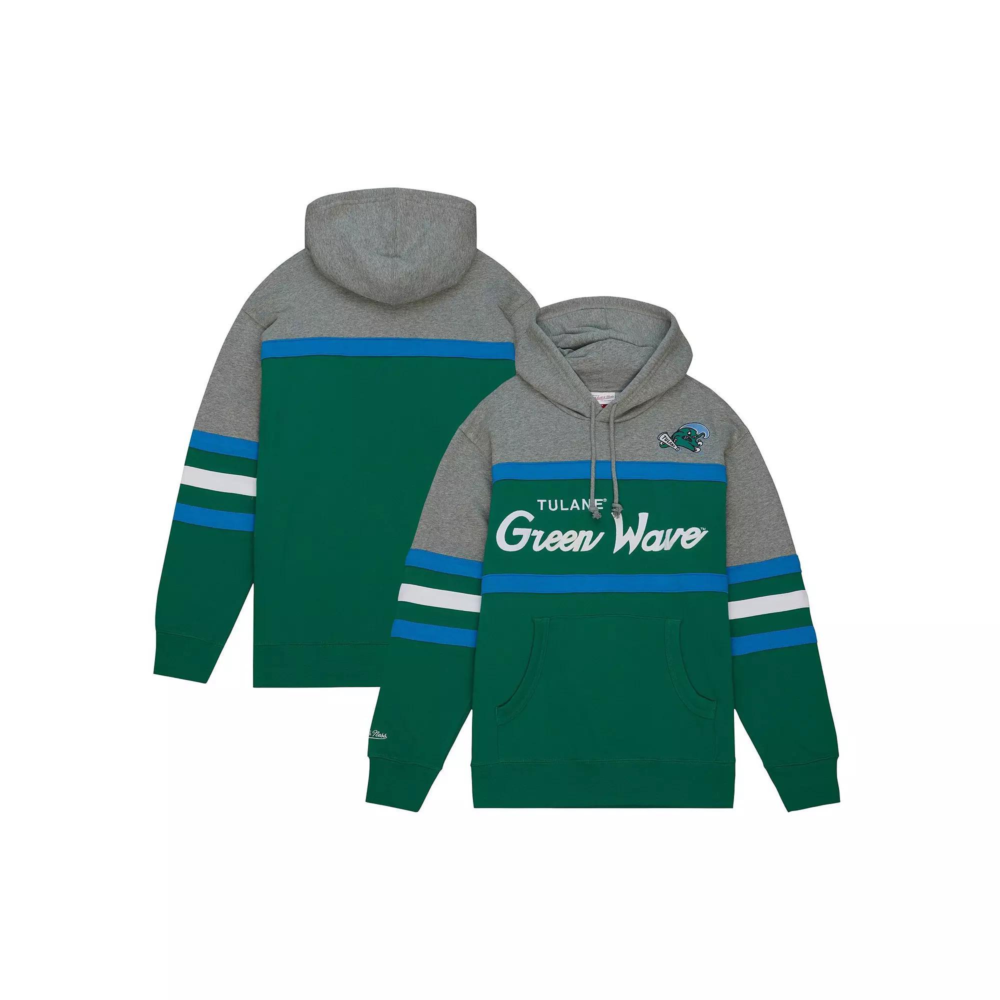 Men's Mitchell & Ness  Green Tulane Green Wave Head Coach Pullover Hoodie, Size: Small, Nc2 Green Product Image