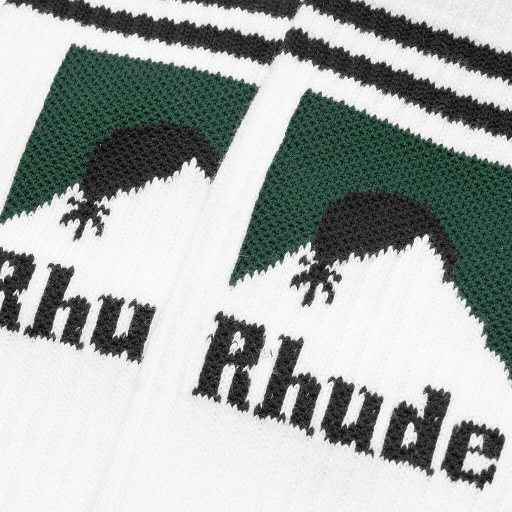 Striped Moonlight Sock - White/Navy/Green Male Product Image