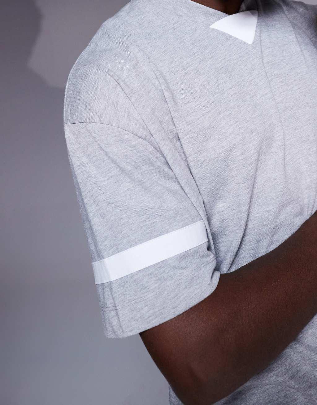 ASOS DESIGN oversized v neck t-shirt with contrast panel in gray heather Product Image