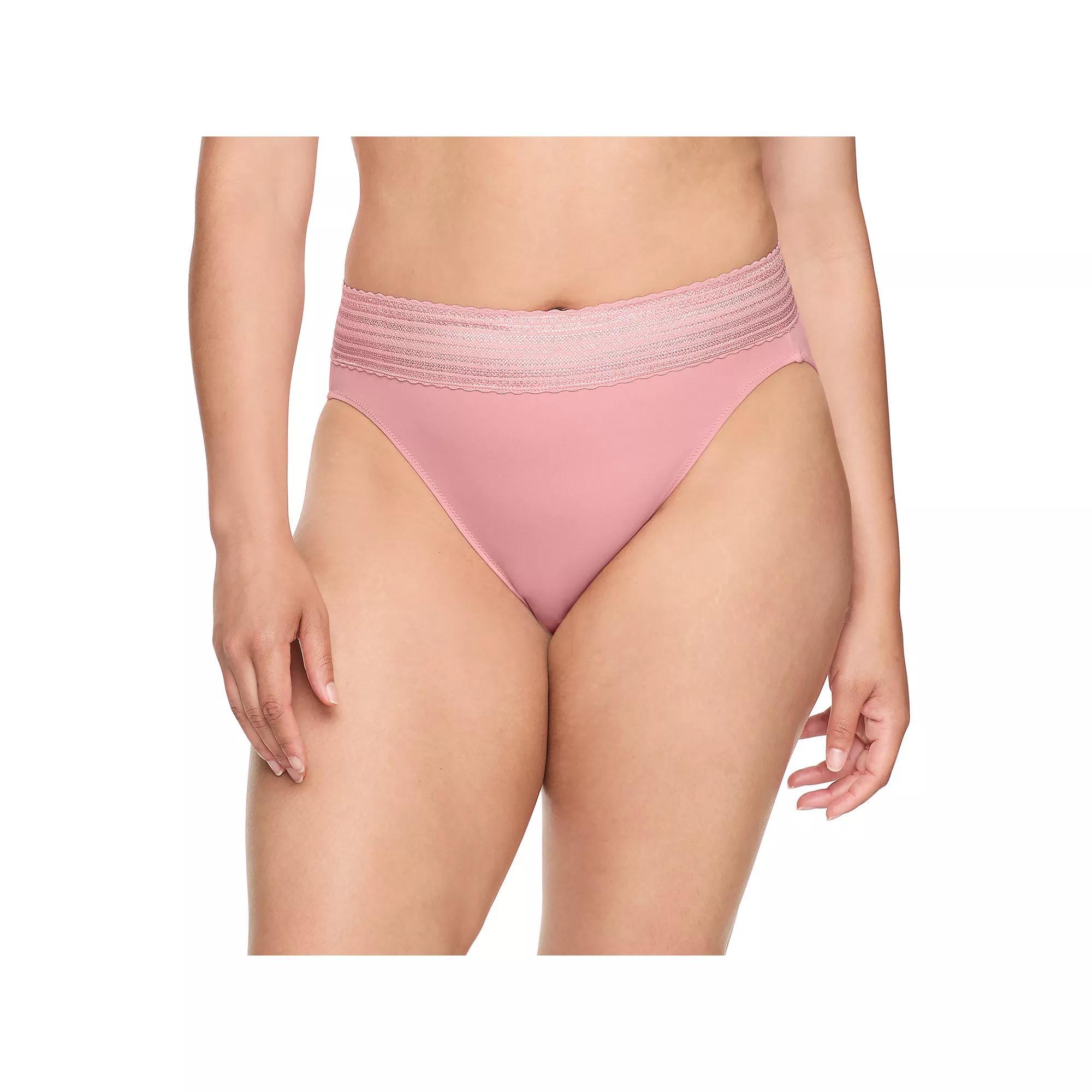 Warners No Pinching, No Problems® Dig-Free Comfort Waist with Lace Microfiber Hi-Cut 5109J, Women's, Size: Large, Pink Product Image