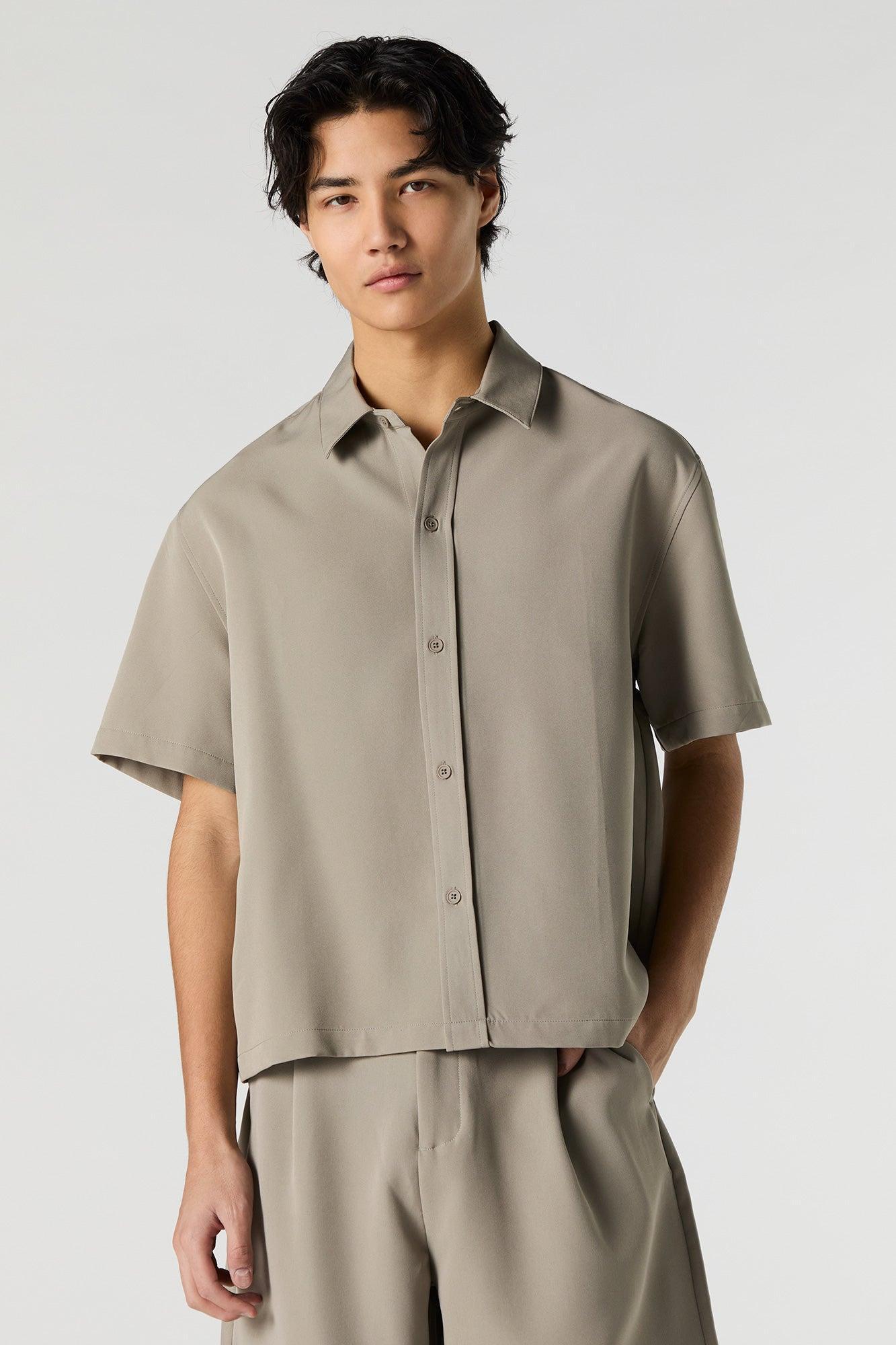 Boxy Button-Up Short Sleeve Top Male Product Image