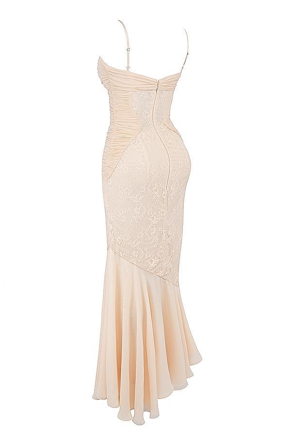 Felicia  vanilla chiffon & lace gown Product Image