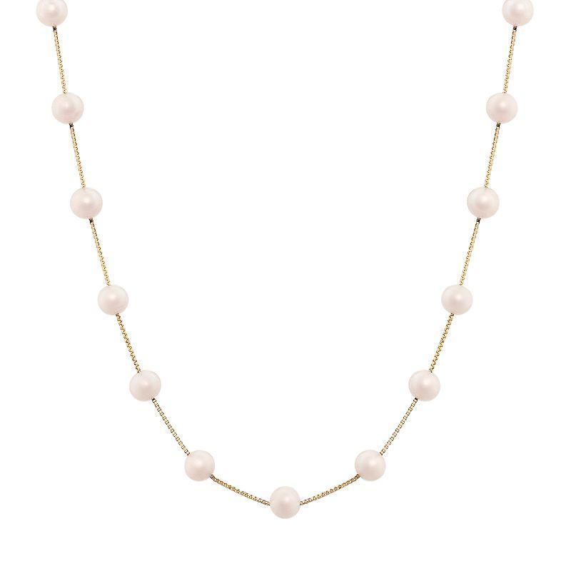 14k Gold Dyed Pink Freshwater Cultured Pearl Station Necklace, Women's, Size: 17" Product Image