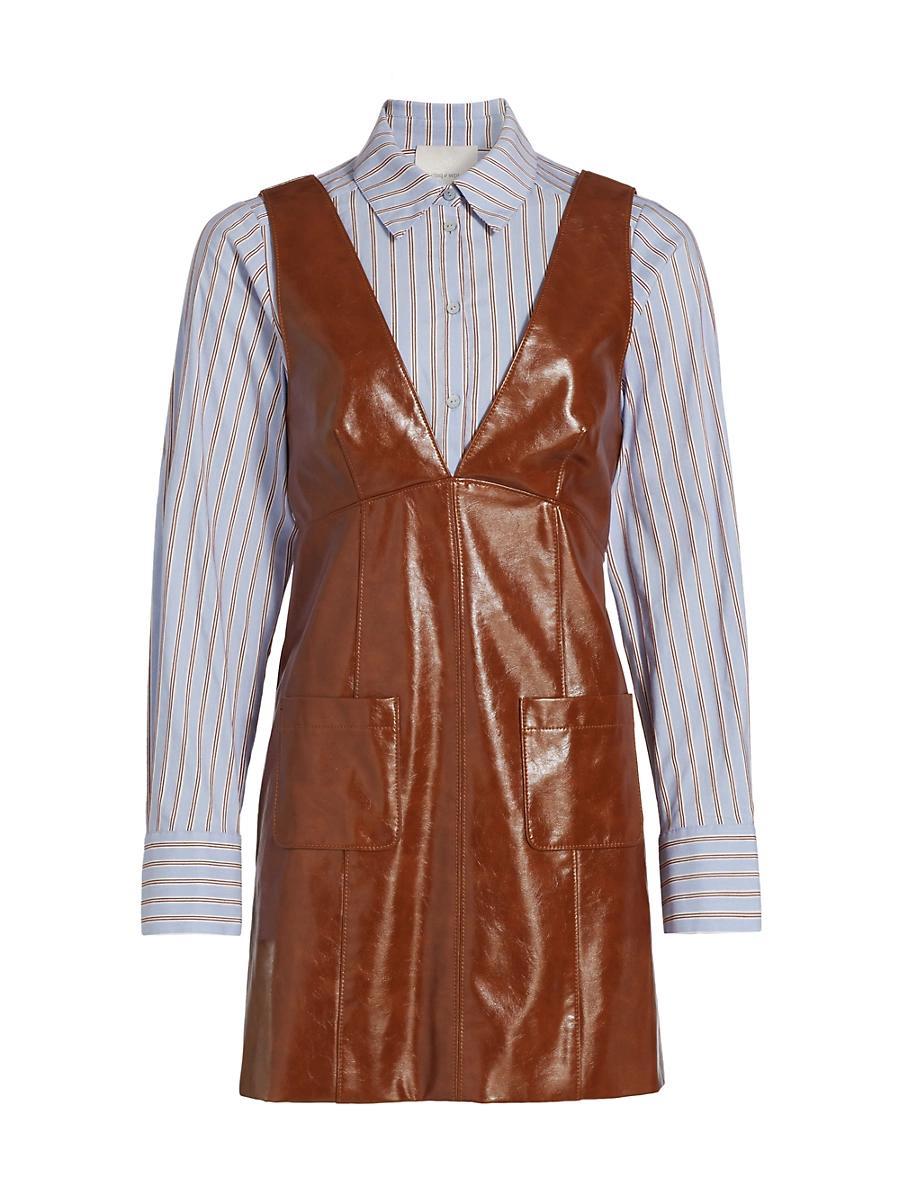 Womens Tade Layered Faux Leather Minidress Size 0 Product Image