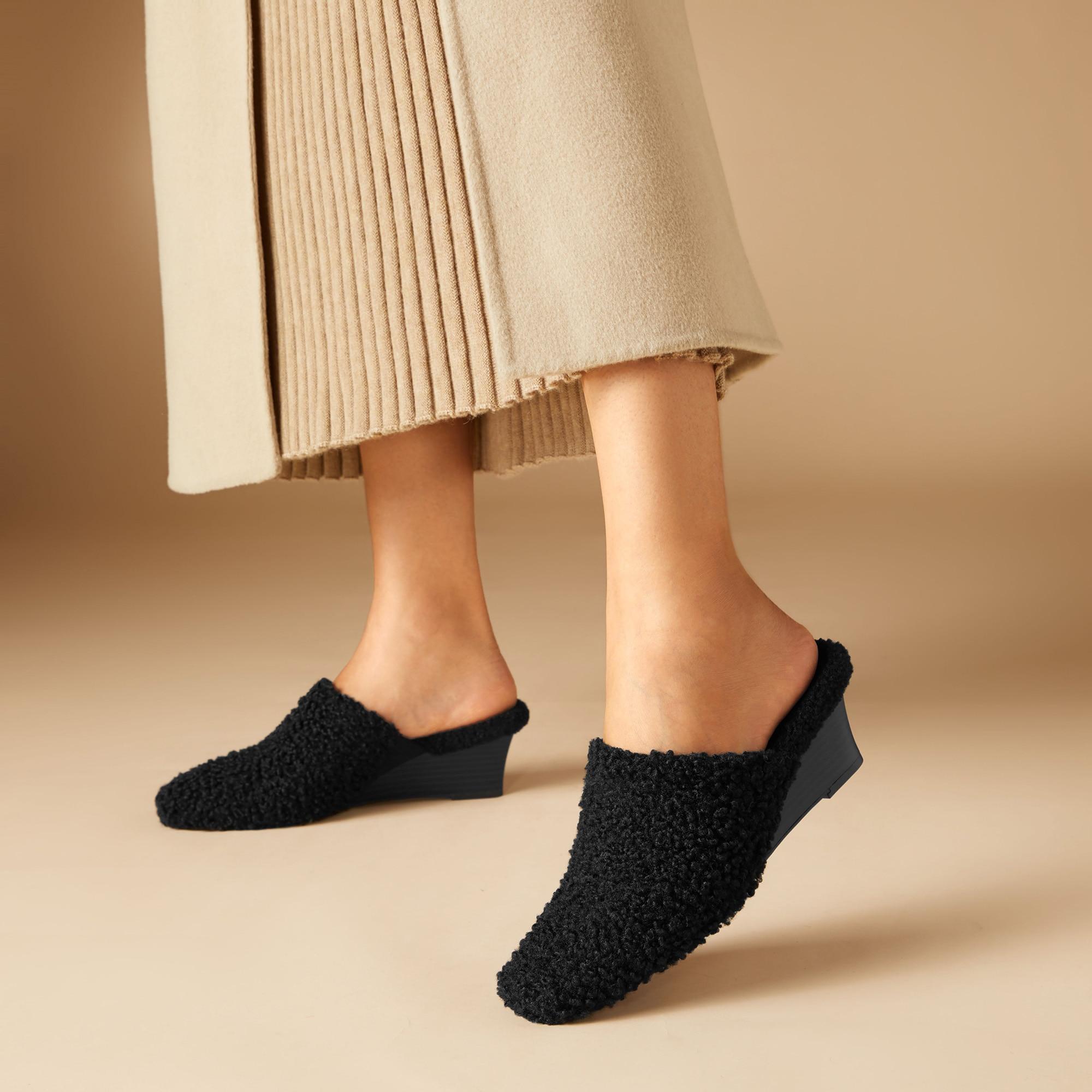 Square-Toe Wedge Mules (Margot Wedge Mules) Product Image
