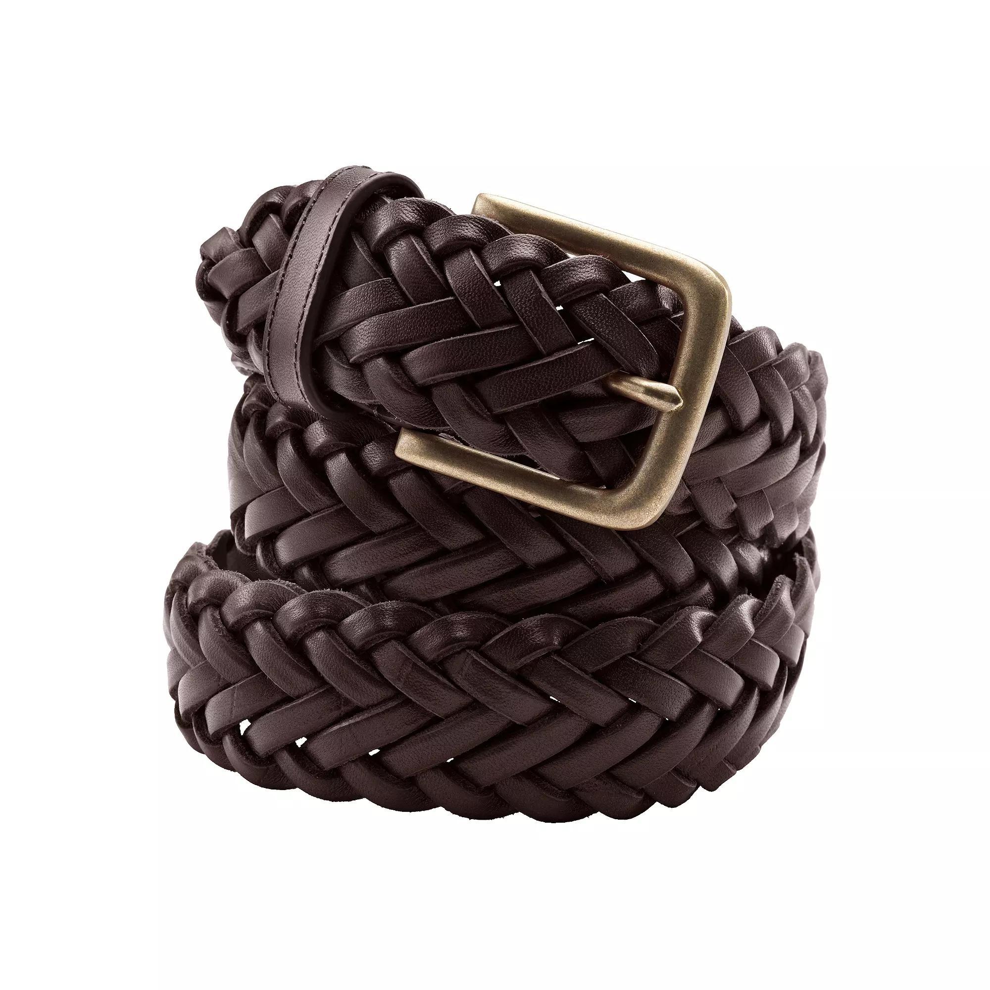 Men's Lands' End Leather Braid Belt, Size: Medium, Brown Product Image