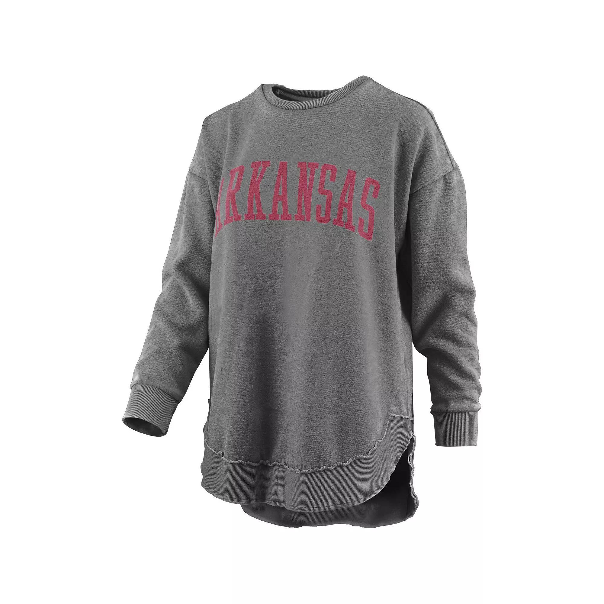 Women's Pressbox Black Arkansas Razorbacks Vintage Wash Pullover Sweatshirt, Size: Small Product Image
