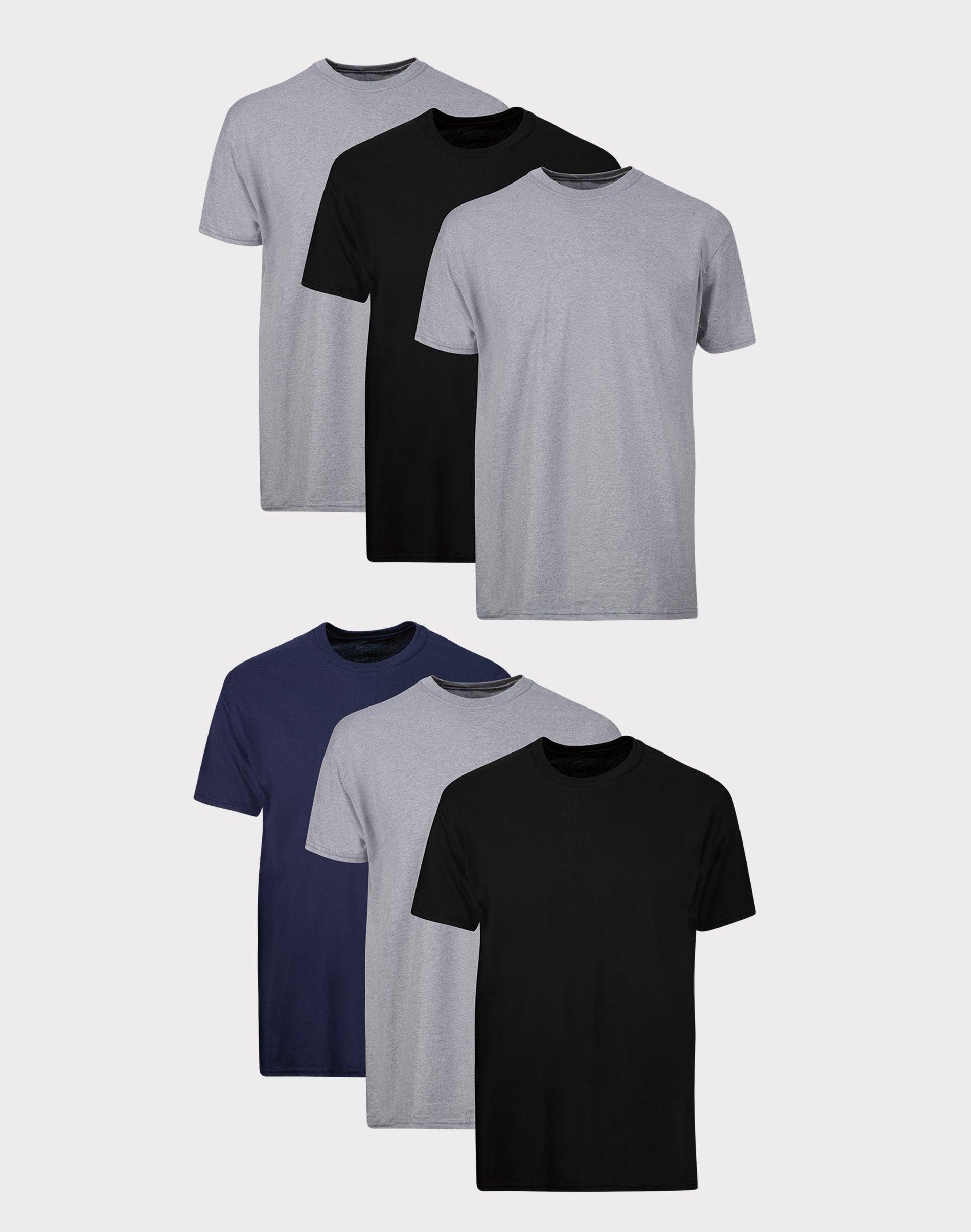Hanes Red Label Mens Crewneck Dyed T-Shirt 6pk - BlackBlue Product Image