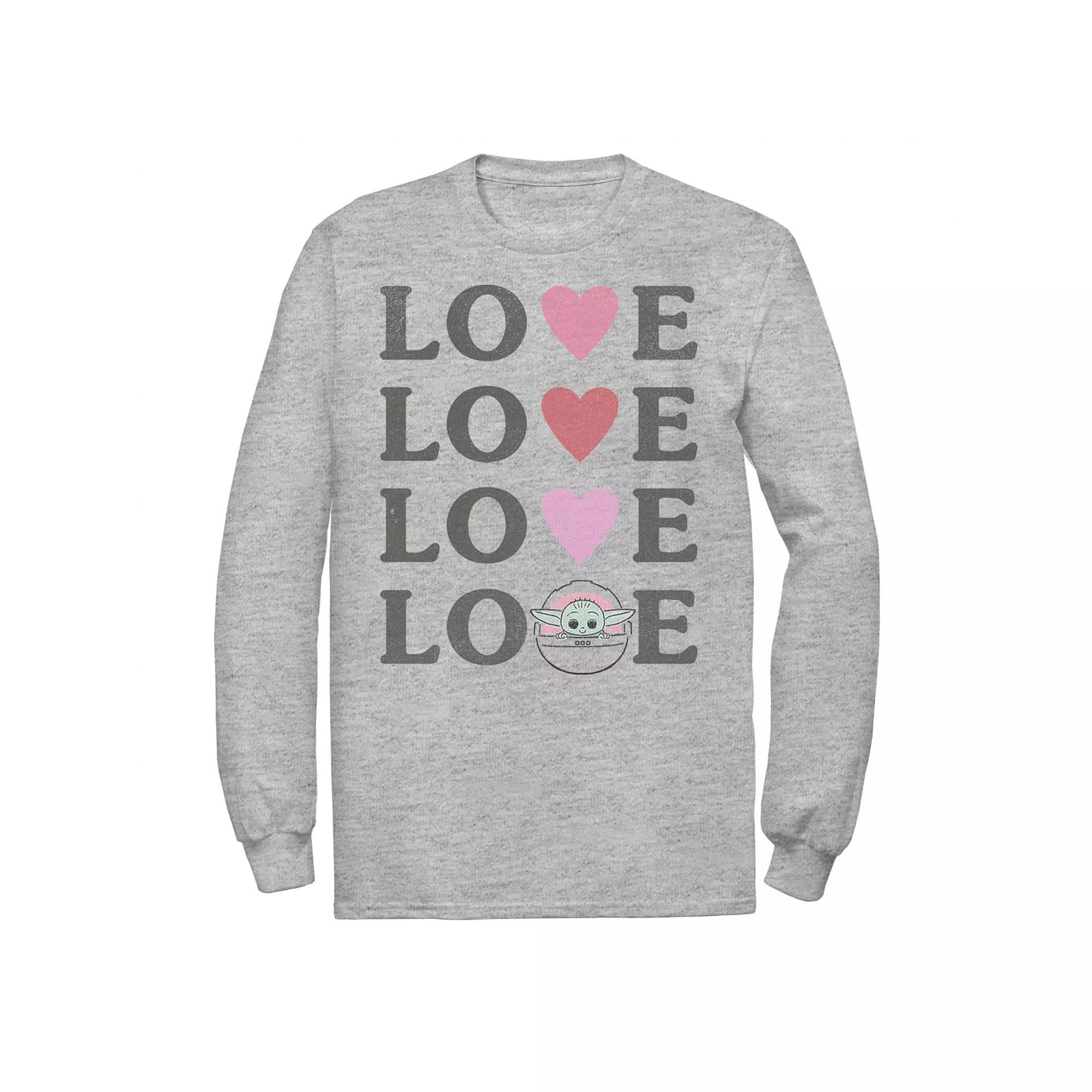 Men's Star Wars The Mandalorian The Child Love Text Stack Tee, Size: XXL, Athletic Grey Product Image