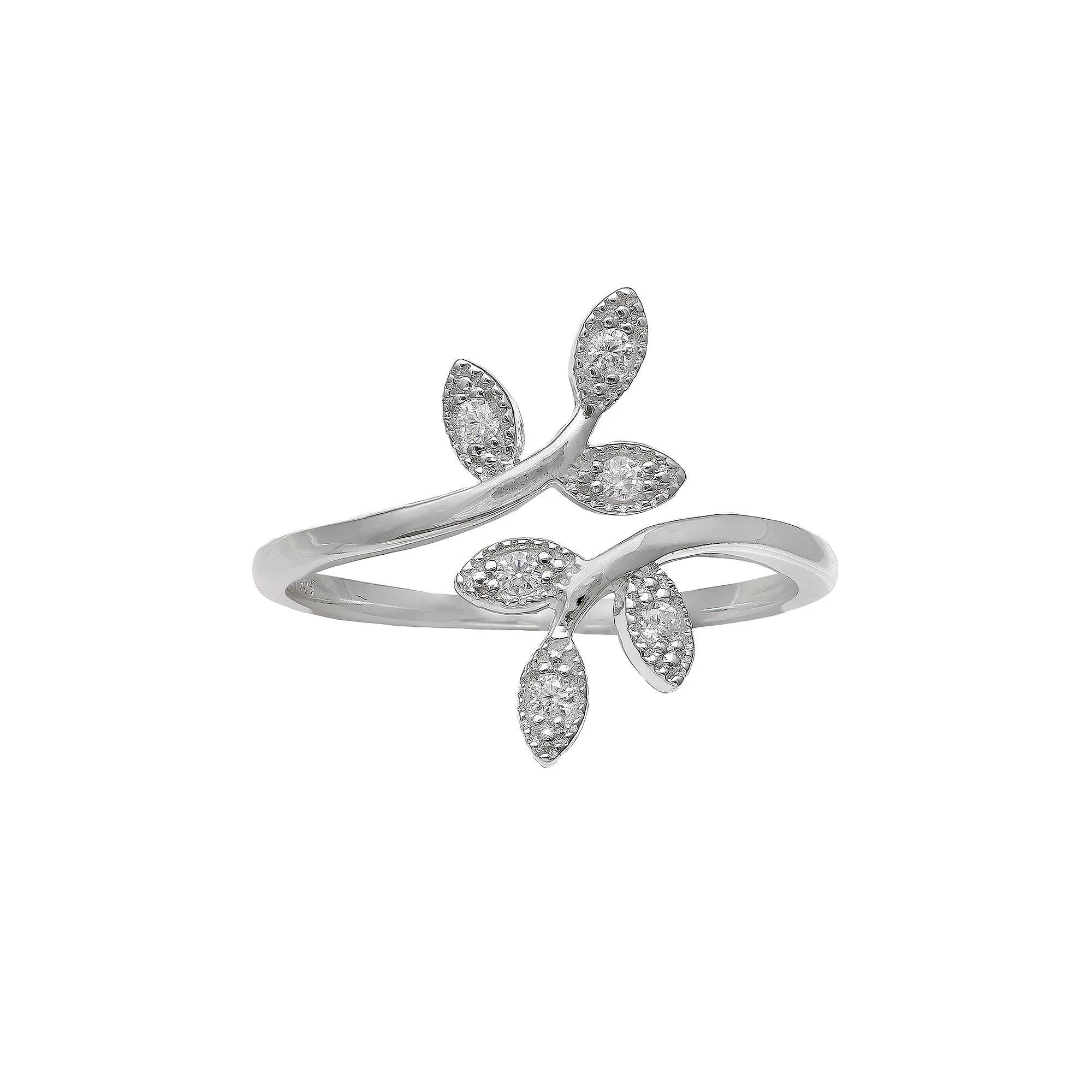 PRIMROSE Sterling Silver Cubic Zirconia Vine Bypass Ring, Women's, Size: 8 Product Image