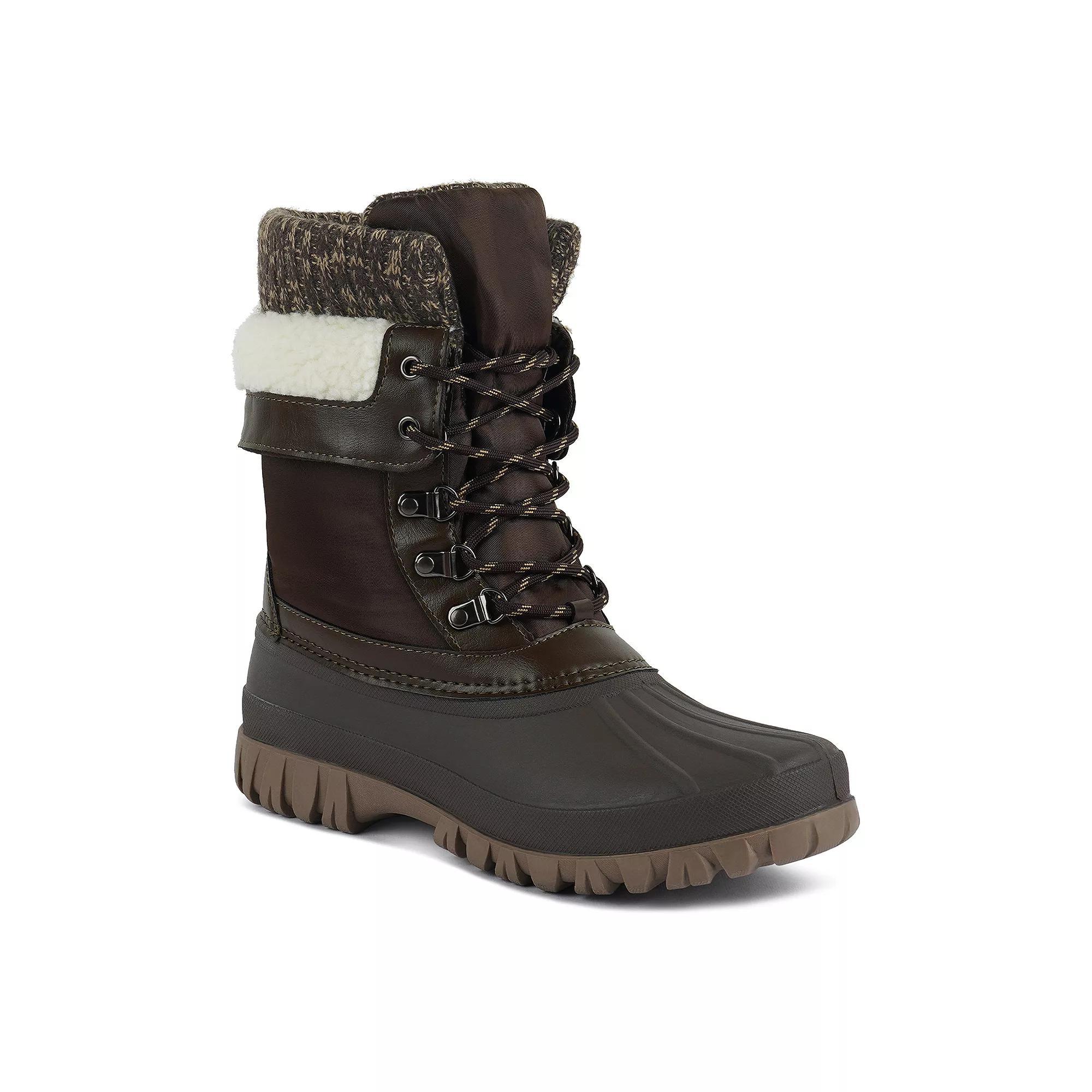 London Rag Delphine Women's Knitted Collar Boots, Size: 5, Brown Product Image