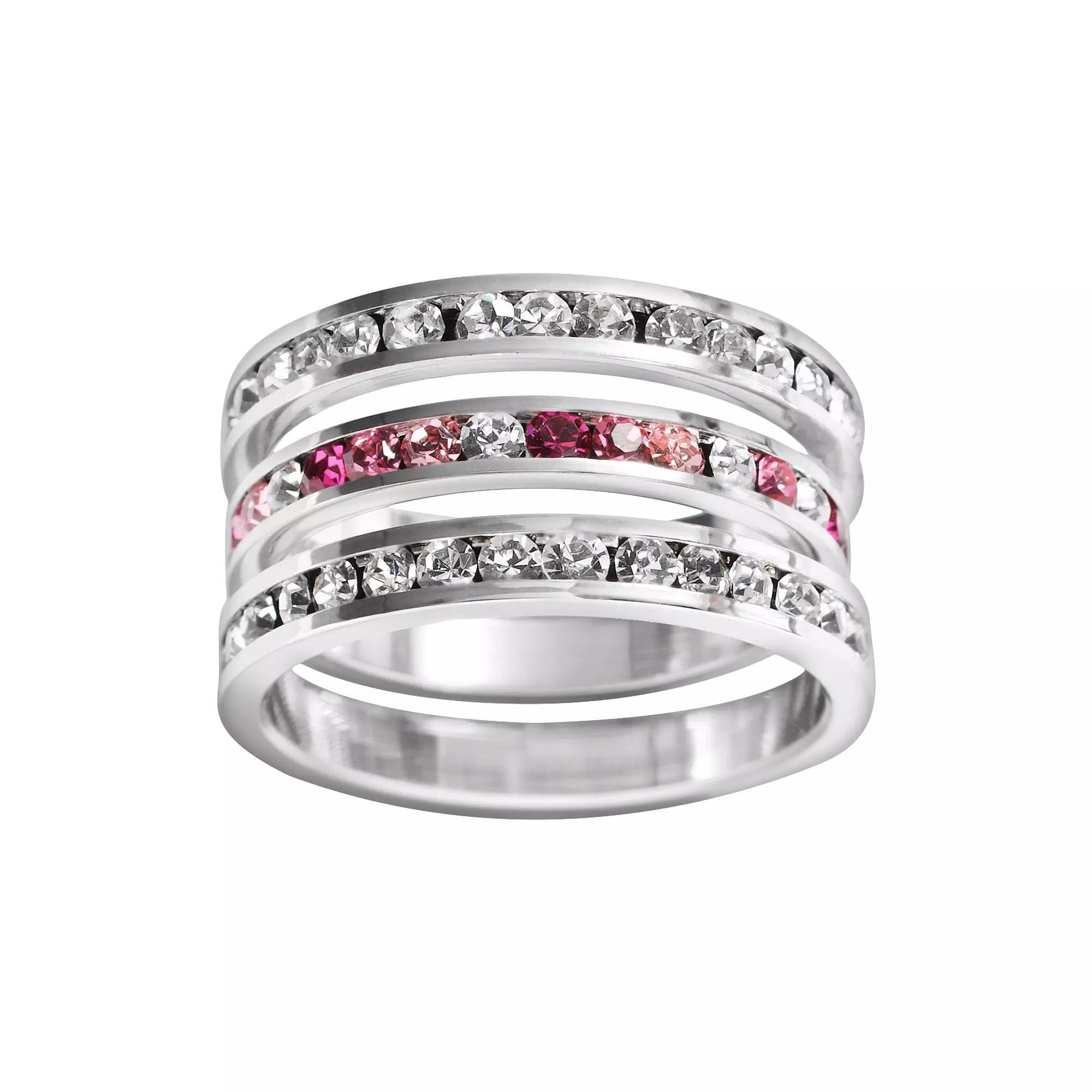 Traditions Jewelry Company Sterling Silver Crystal Eternity Ring Set, Womens White Team Blues Product Image