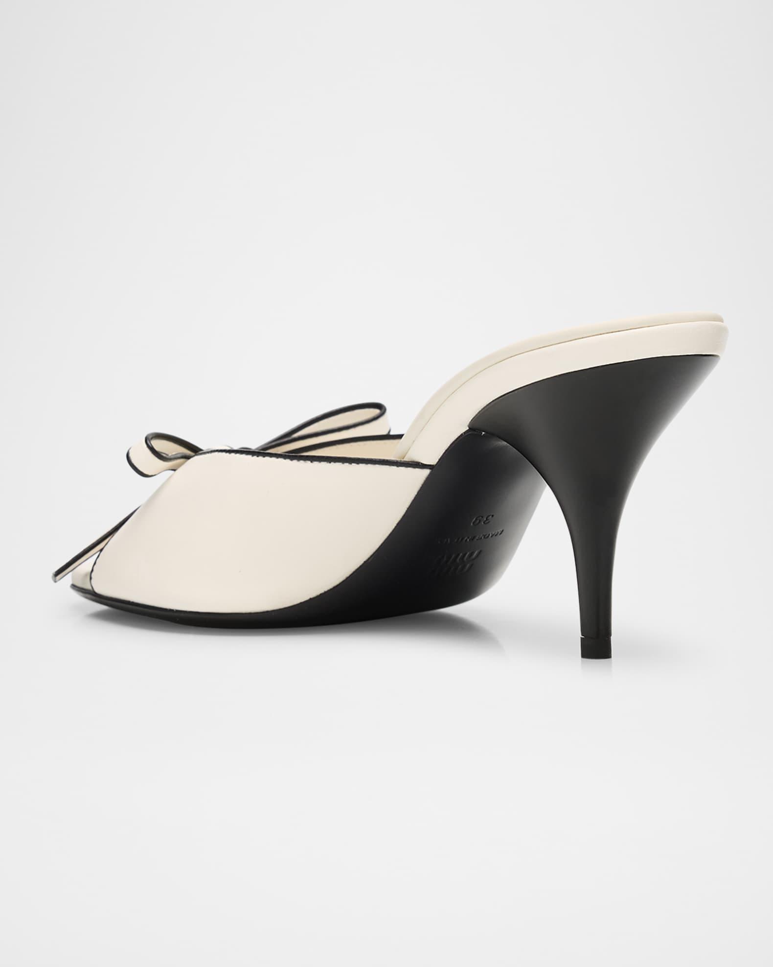 Nappa Leather Bow Mule Sandals Product Image