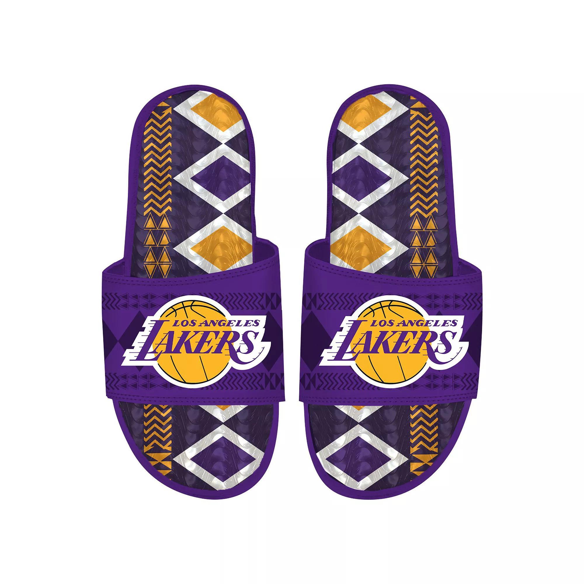 Men's ISlide Purple Los Angeles Lakers Shooting Touch Rwanda Pattern Gel Slide Sandals, Size: 8 Product Image