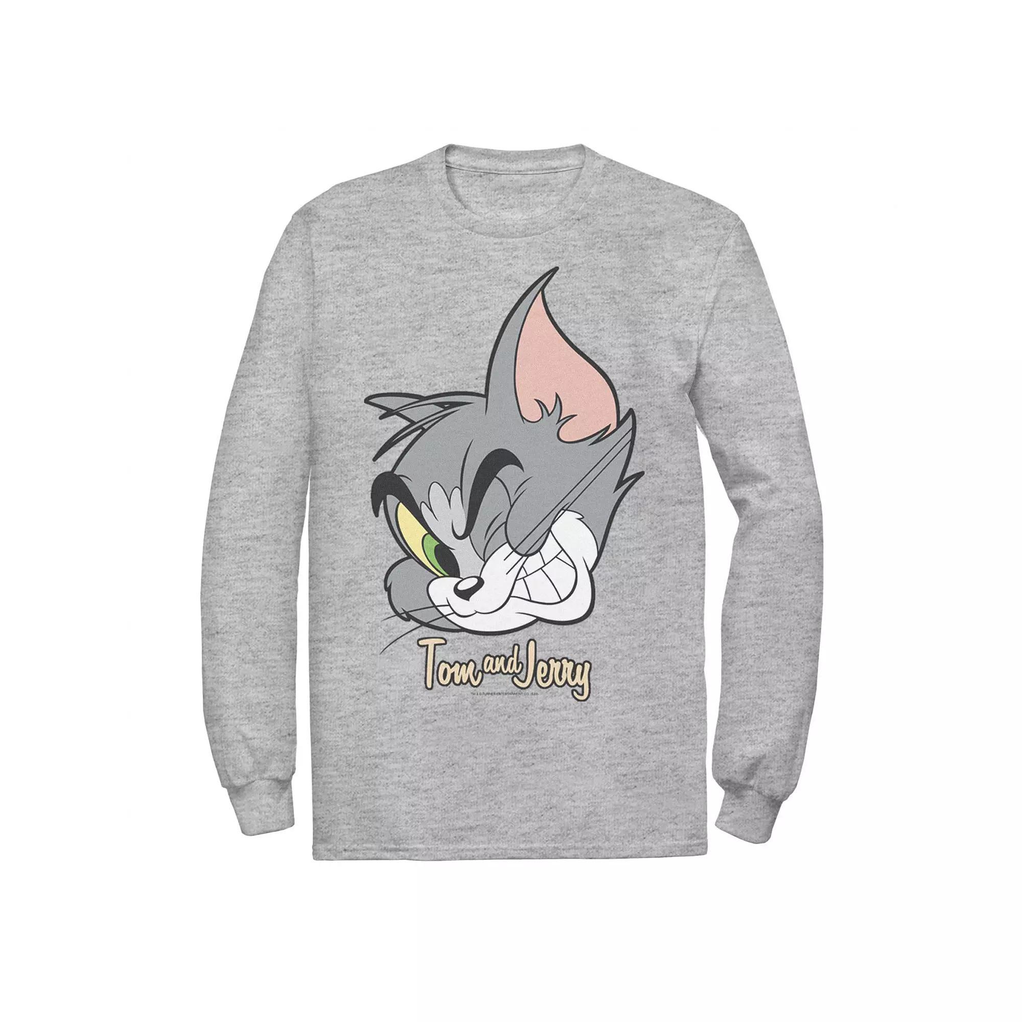Mens Tom And Jerry Tom Cat Big Face Tee, Men's, Size: Small, Athletic Grey Product Image