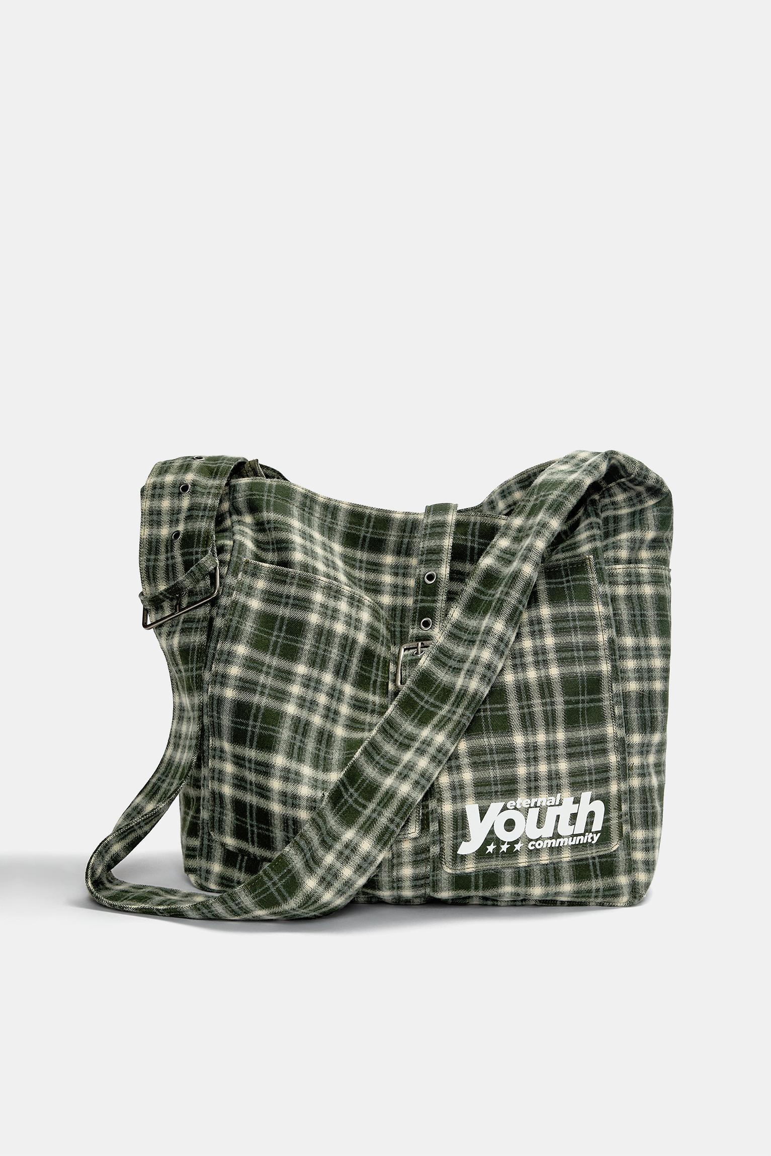 Check crossbody bag with buckle Product Image