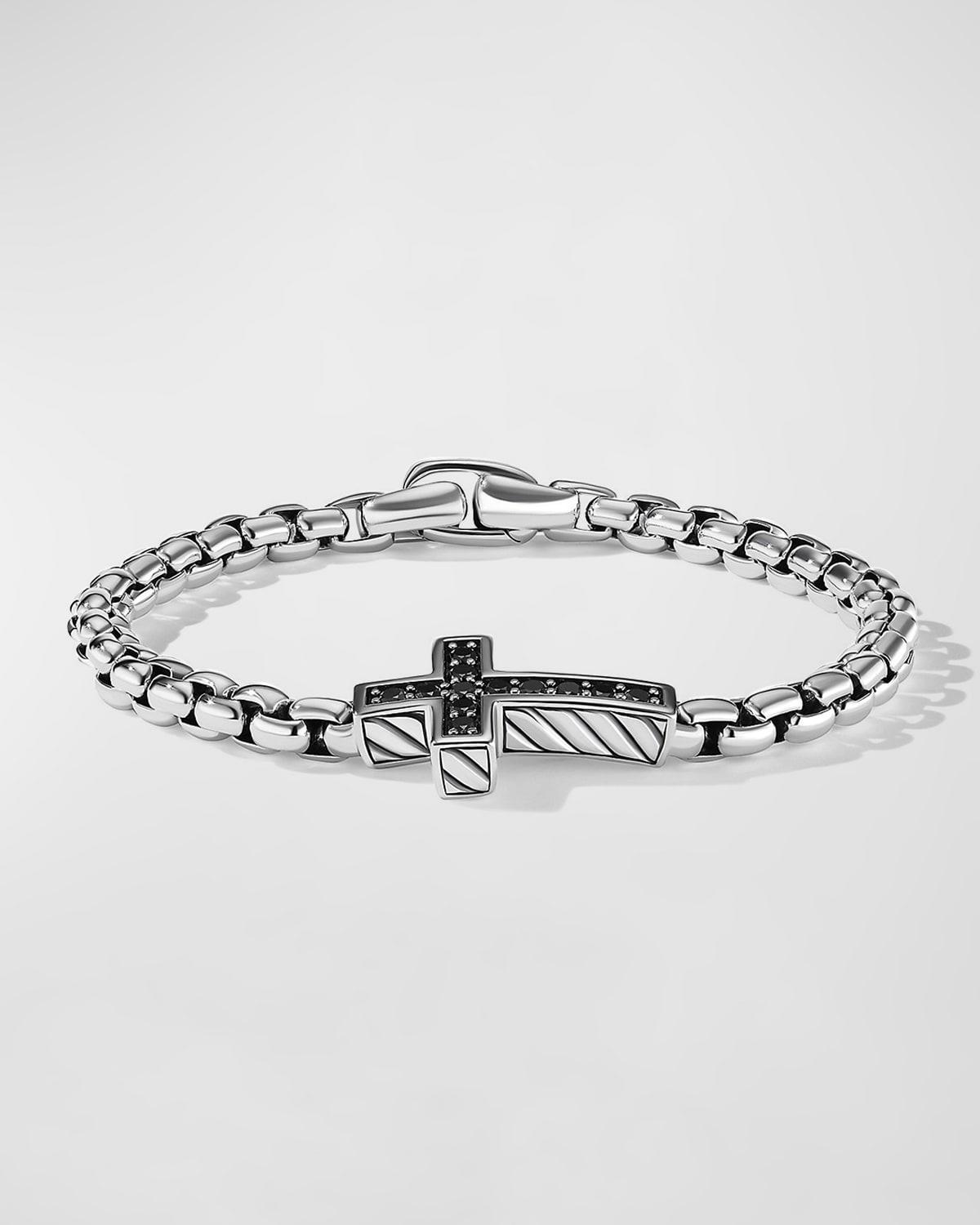 Mens Streamline Cross Bracelet in Silver, 5mm Product Image