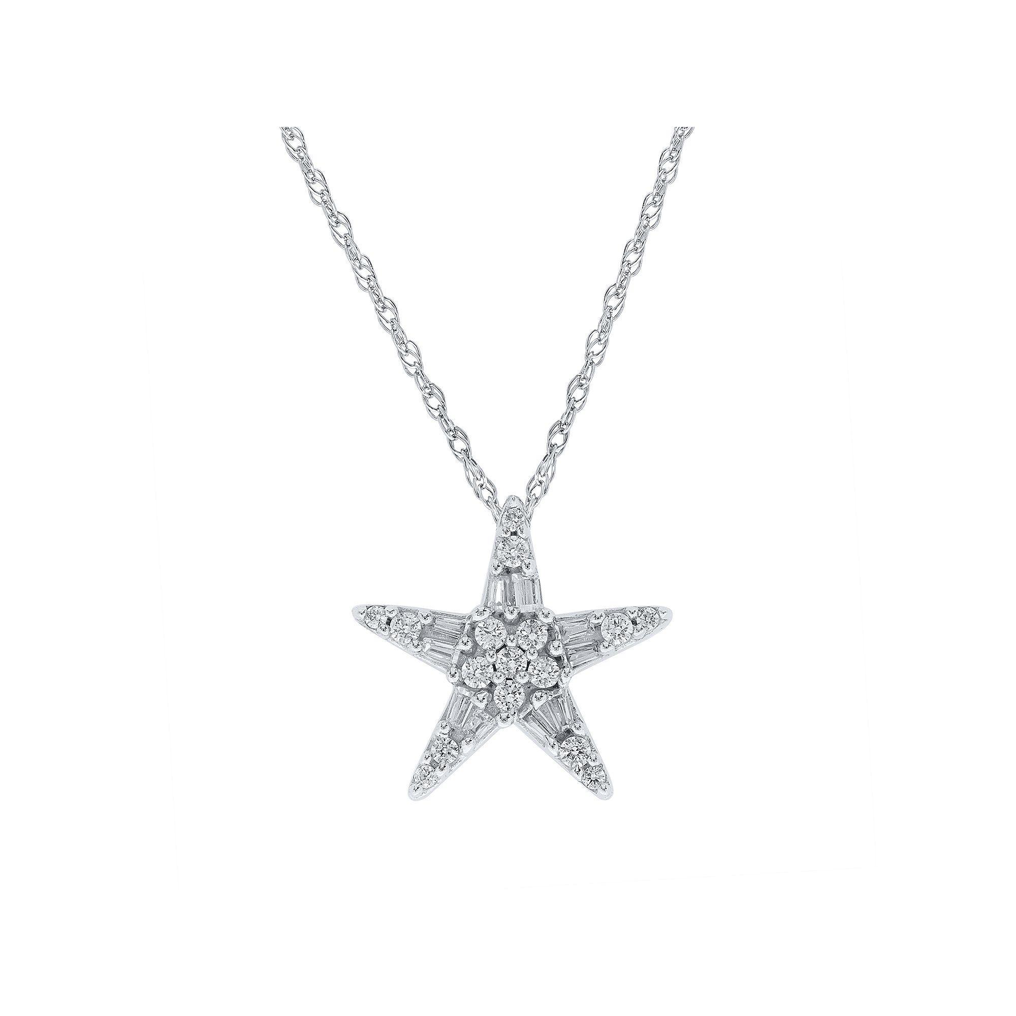 10k Gold 1/4 Carat T.W. Diamond Star Pendant Necklace, Womens 10k White Gold Product Image