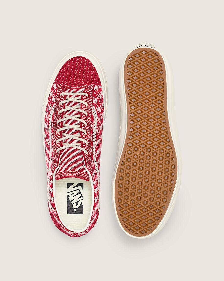 Premium Old Skool Knit Shoe in Chili Pepper Red / White| Vans US Product Image